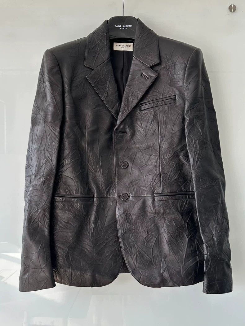 Saint Laurent Paris Saint Laurent Paris Men's dark patterned leather jacket-250 Size US S / EU 44-46 / 1 - 1 Thumbnail
