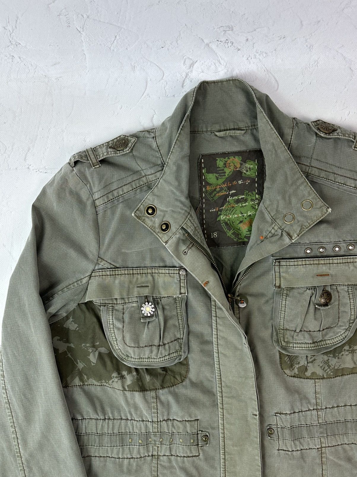 Vintage Vintage Military Khaki Long Sleeve Women’s Jacket Size XXL / US 16-18 / IT 52-54 - 7 Thumbnail
