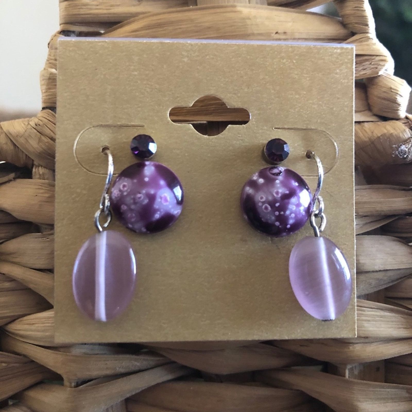 Vintage Vintage set of three purple tone pierced earrings Size ONE SIZE - 1 Thumbnail