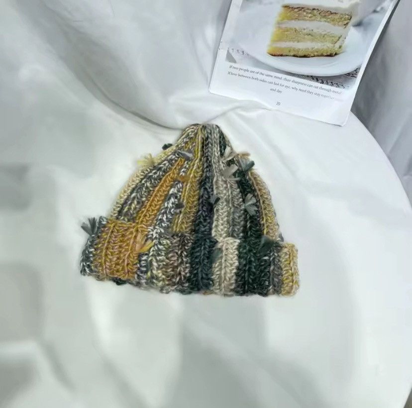 Japanese Brand Niche Colored Fringed Wool Beanie Hat Size ONE SIZE - 1 Thumbnail