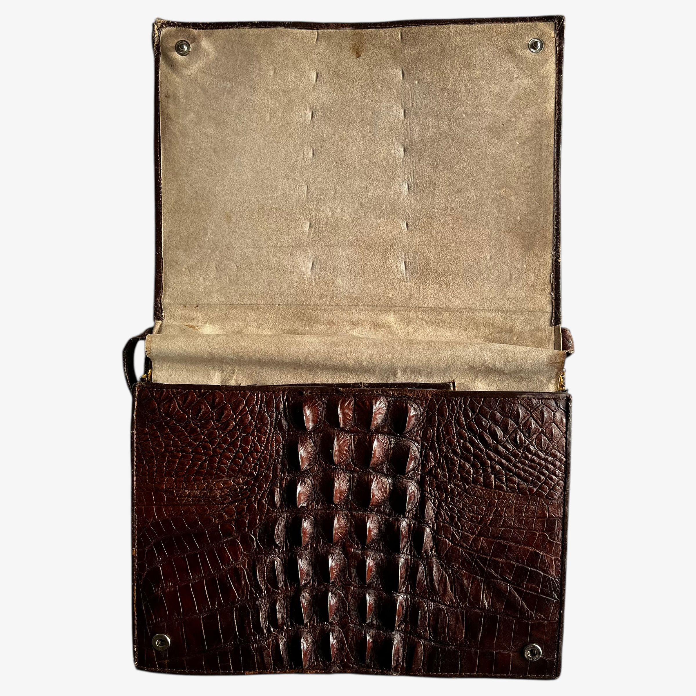 Other Vintage 1950s Brown Crocodile Leather Shoulder Bag Size ONE SIZE - 3 Thumbnail
