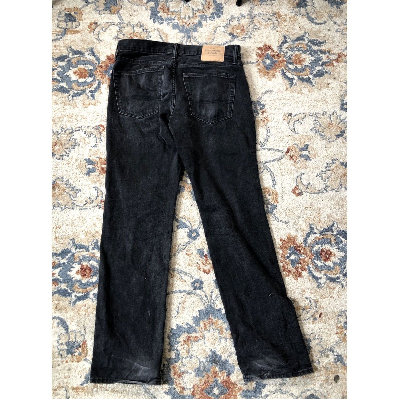 Abercrombie & Fitch VINTAGE Abercrombie & Fitch Jeans Black 31x32 Straight 90s Stretch Denim Mens Regular Mid Rise 5-Pocket Distressed Zipper Button Logo Denim Wash Black Size US 31 - 7 Thumbnail