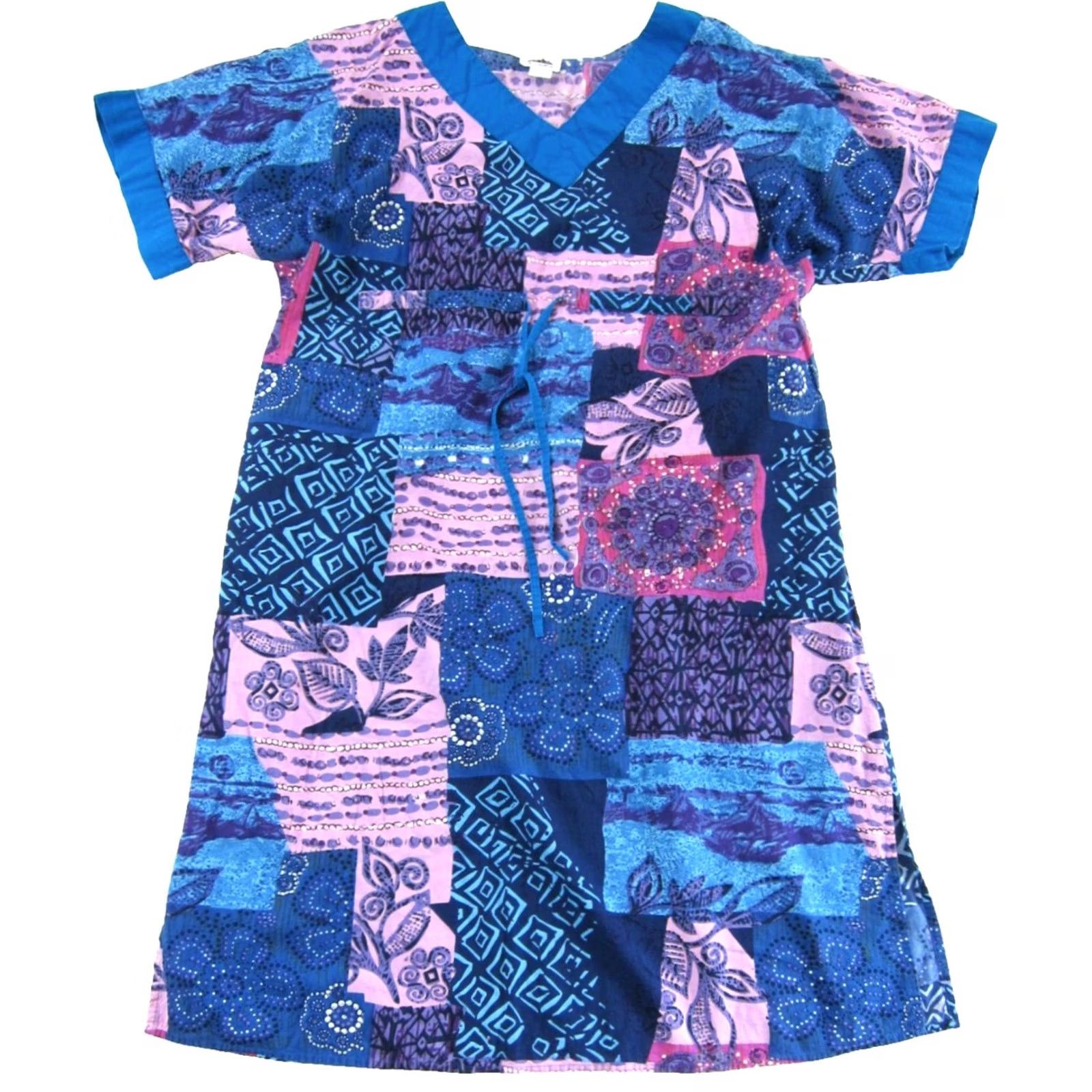 Vintage VINTAGE Metropolitan Dress Maxi Midi Floral 1X Purple Pink Blue 100% Cotton With Pocket Women Vintage Style Dress Size XL / US 12-14 / IT 48-50 - 2 Thumbnail