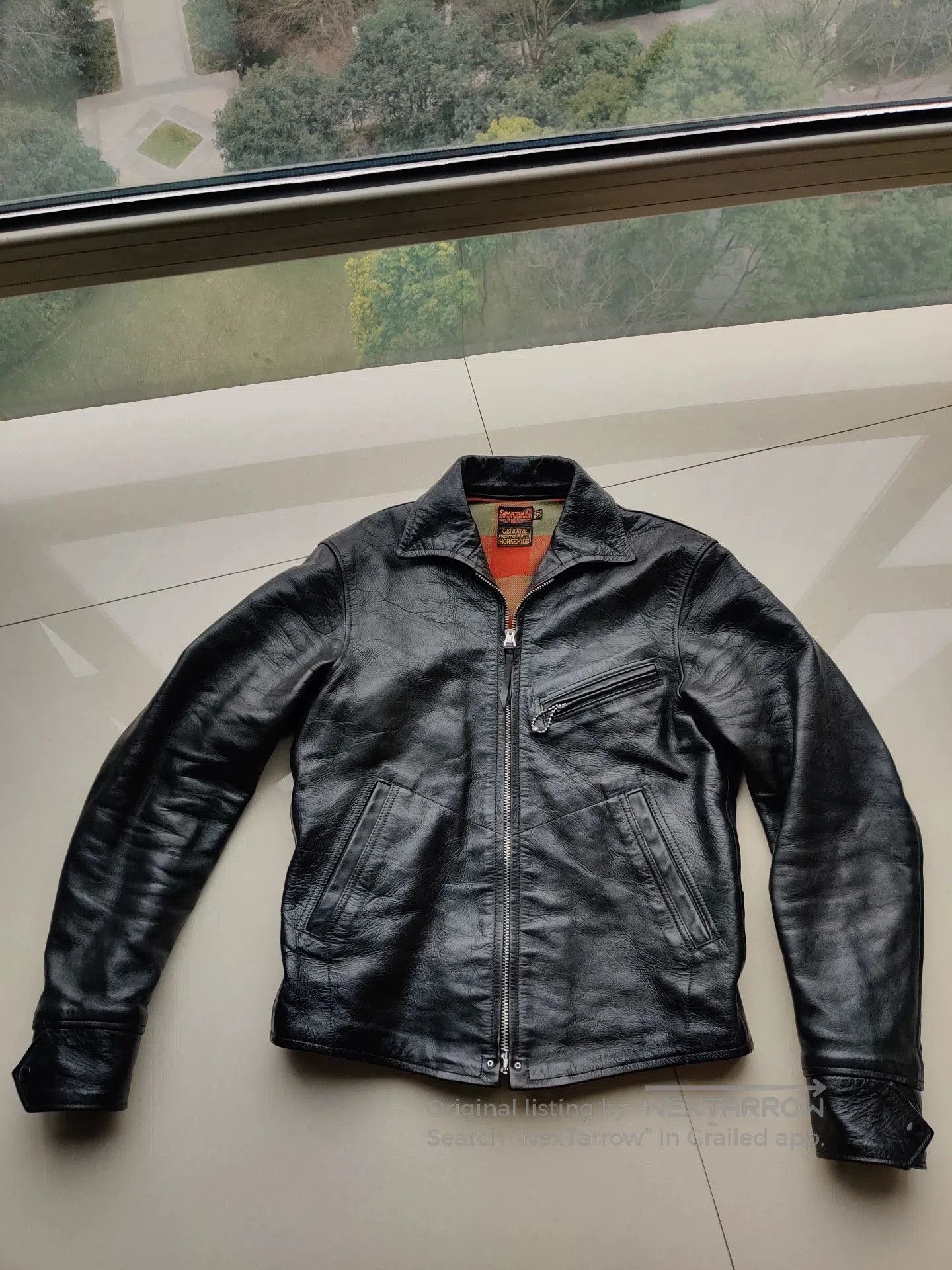 Freewheelers black leather jacket with snowflake pattern. Size US S / EU 44-46 / 1 - 1 Thumbnail