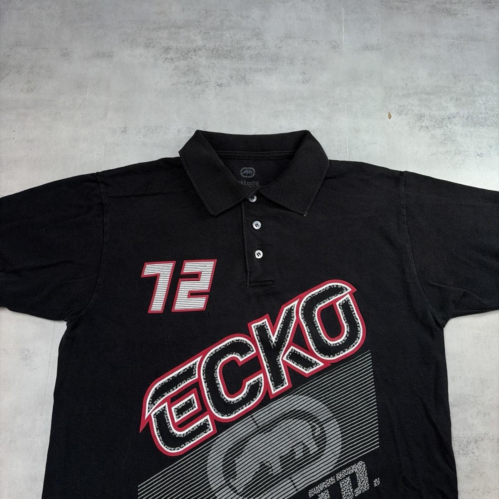 Ecko Unltd. Y2K Black Ecko Unltd Grunge Skater Polo Shirt Size US L / EU 52-54 / 3 - 3 Thumbnail