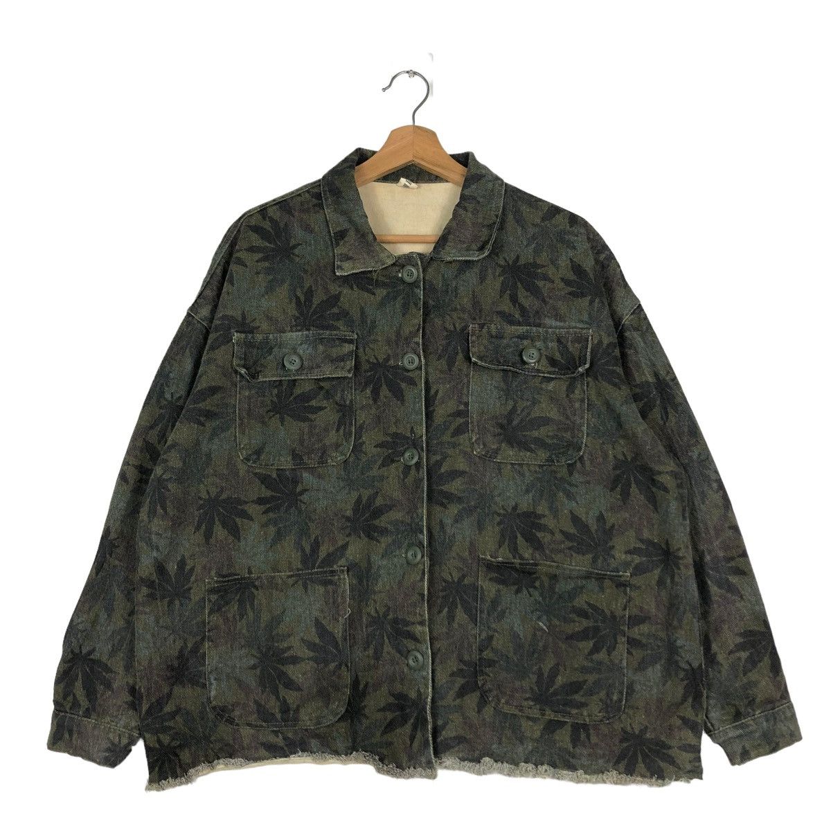 Hysteric Glamour 🔥VINTAGE BIKER JACKET JAPANESE TRADITIONAL LEAVES OVERPRINT Size US M / EU 48-50 / 2 - 1 Thumbnail