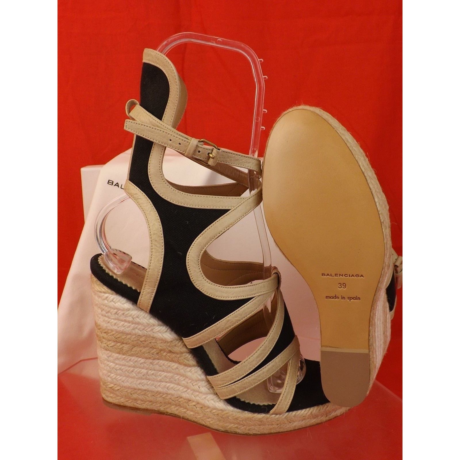 Balenciaga BALENCIAGA COLOR BLOCK LEATHER CANVAS GLADIATOR SANDALS 39 Size US 9 / IT 39 - 9 Thumbnail