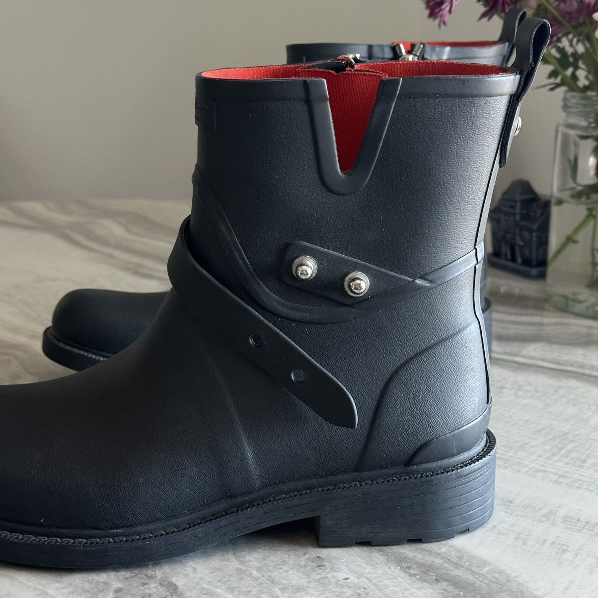 Rag & Bone rag & bone New York Moto Rain Black Rubber Boots Size US 10.5 / IT 40.5 - 7 Thumbnail