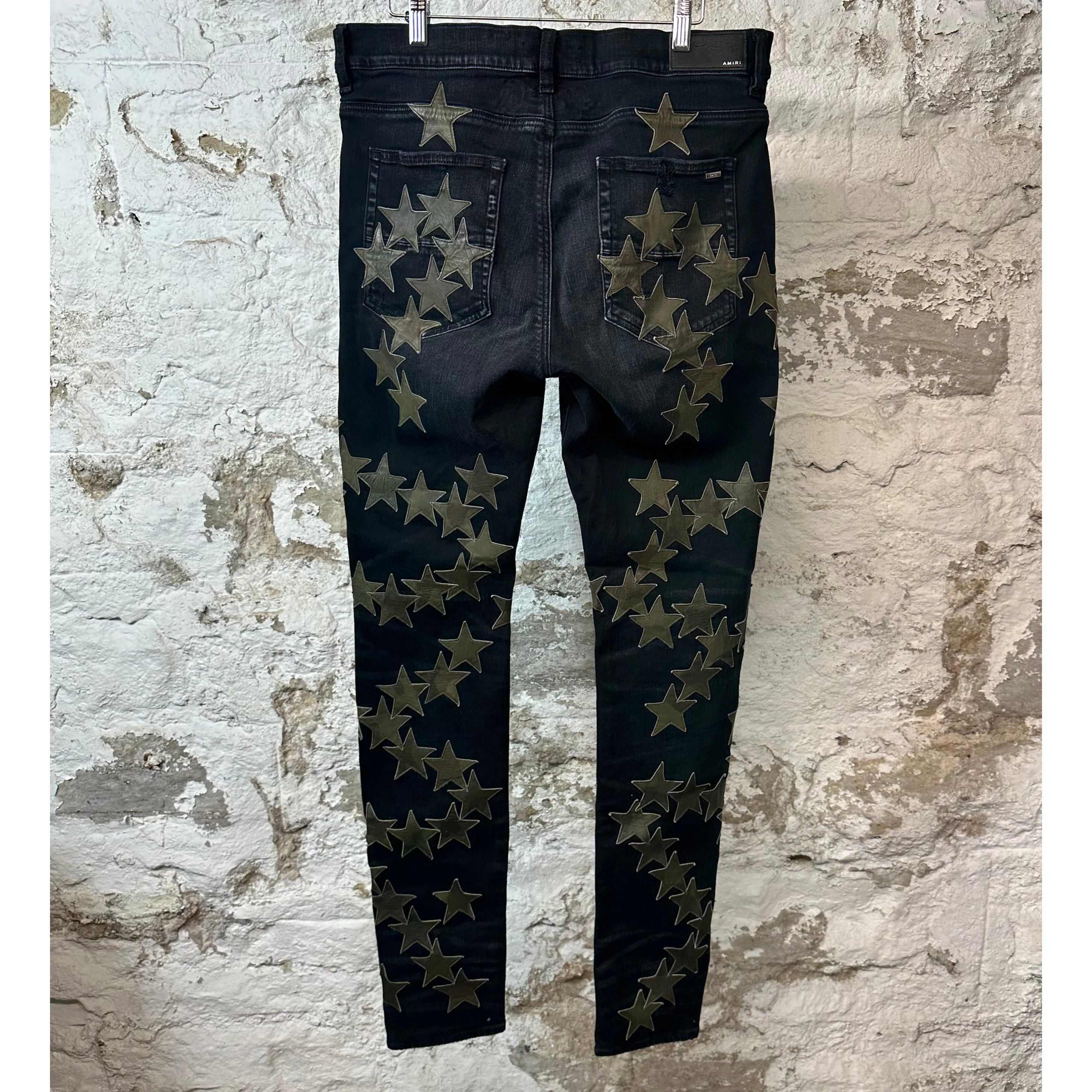 Amiri Amiri Green Camo Star Black Denim Jean Sz 36 Size US 36 / EU 52 - 2 Thumbnail