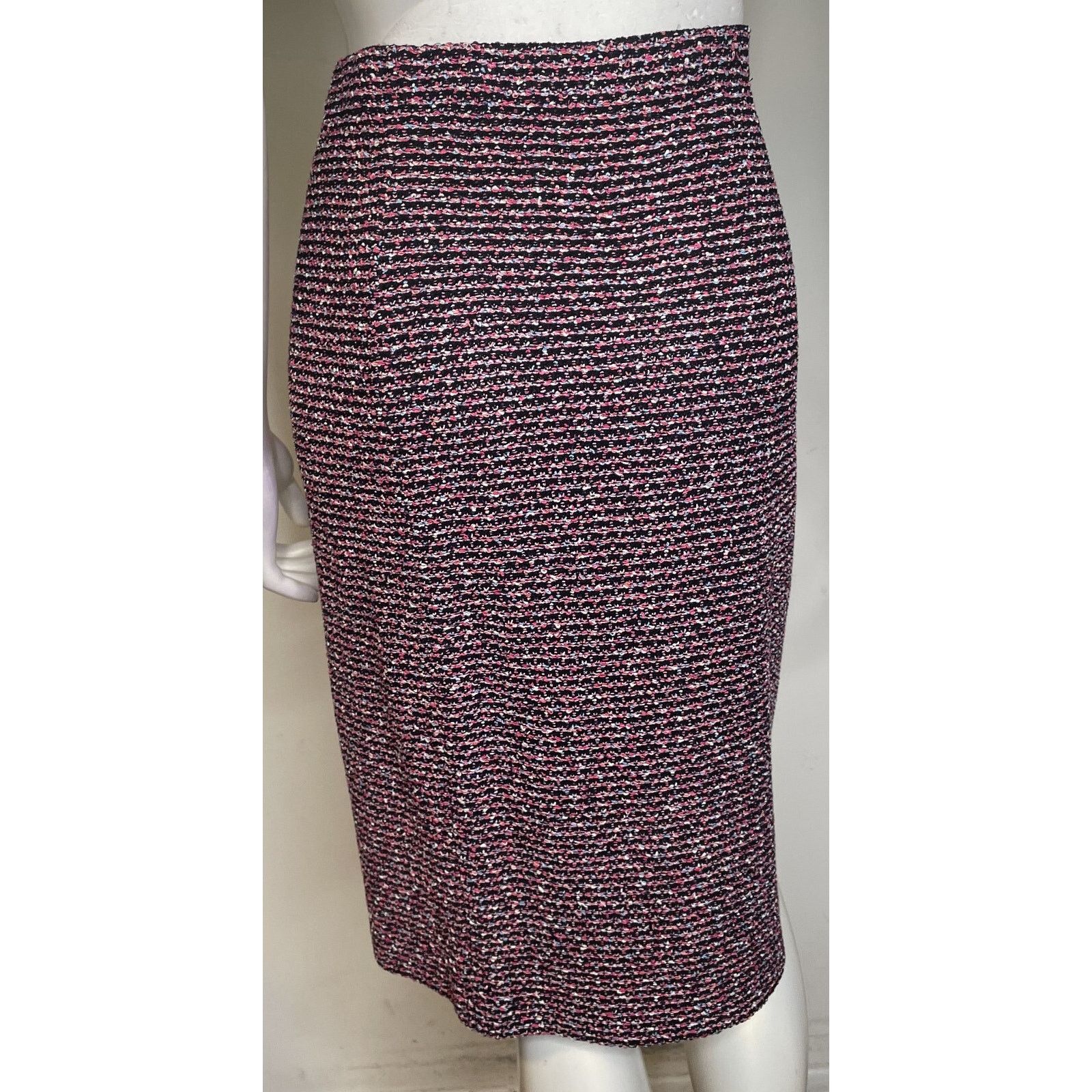 St. John St John Black Pink Multi Tweed Knit Skirt 6 Pencil Stripe Size 28" / US 6 / IT 42 - 5 Thumbnail