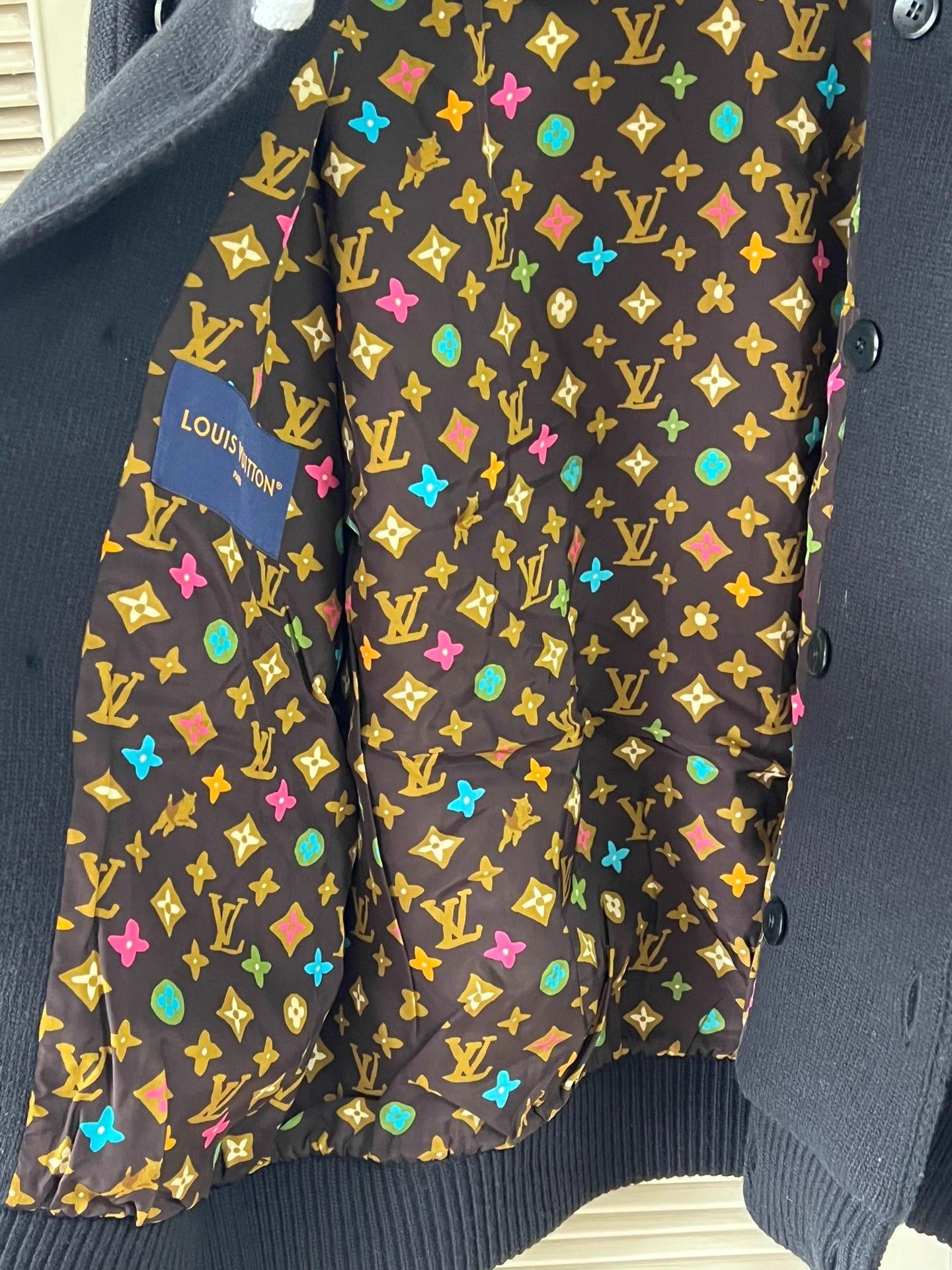 Louis Vuitton LV x Tyler knit jkt blk rainbow trim cuffs neck embroidered Size US S / EU 44-46 / 1 - 5 Thumbnail