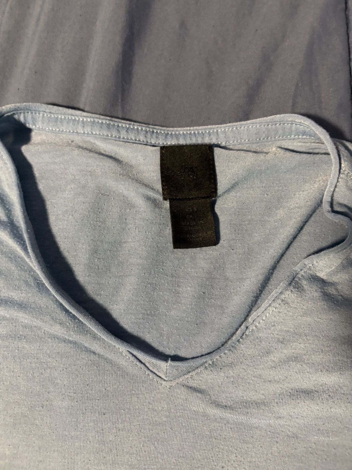 H&M Men's Light Blue V-Neck Short Sleeve T with Chest Pocket Size US L / EU 52-54 / 3 - 6 Thumbnail