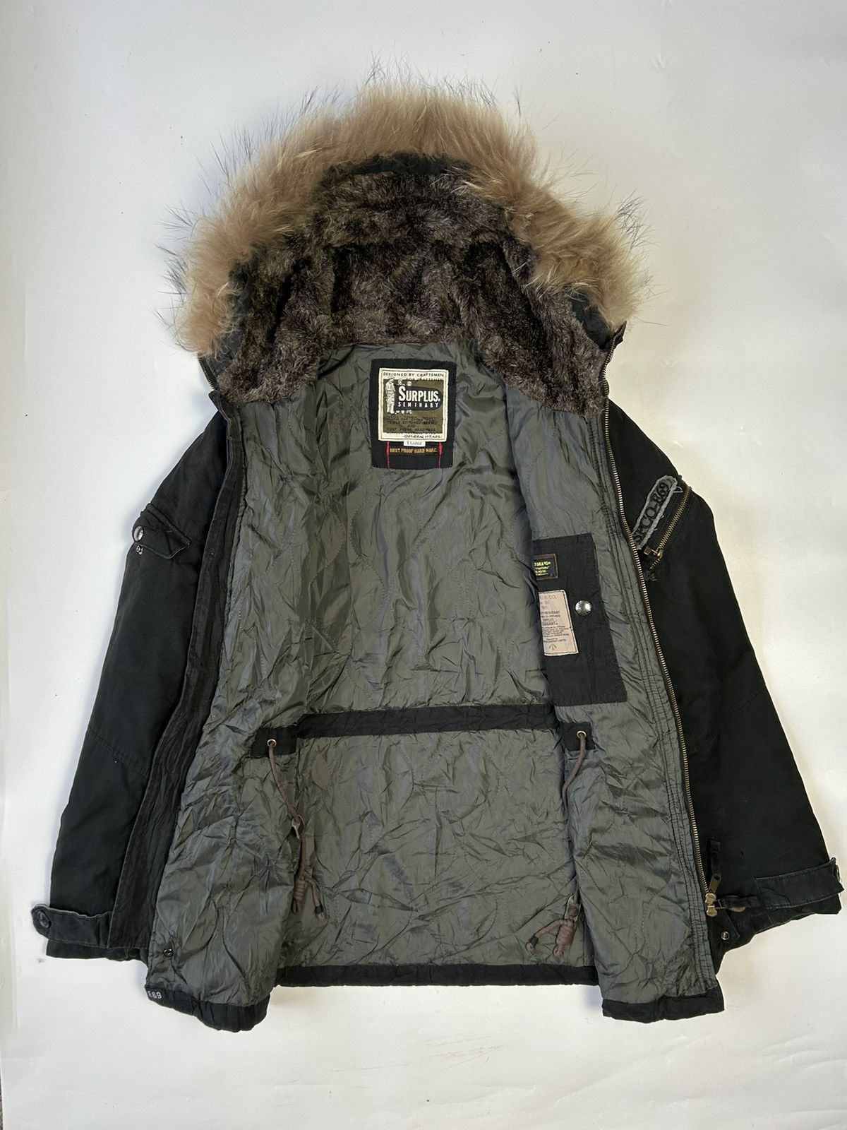 Japanese Brand SURPLUS MILITARY SYLE JACKET WITH FUR HOODIE Size US XL / EU 56 / 4 - 2 Thumbnail