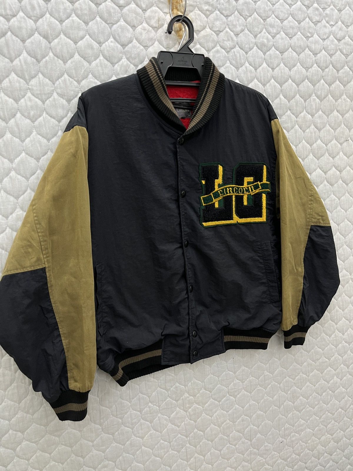 Hypebeast × Vintage 🔥🔥🔥STEALS LINCOLN NO SIDE SPELL OUT VARSITY JACKET Size US M / EU 48-50 / 2 - 3 Thumbnail