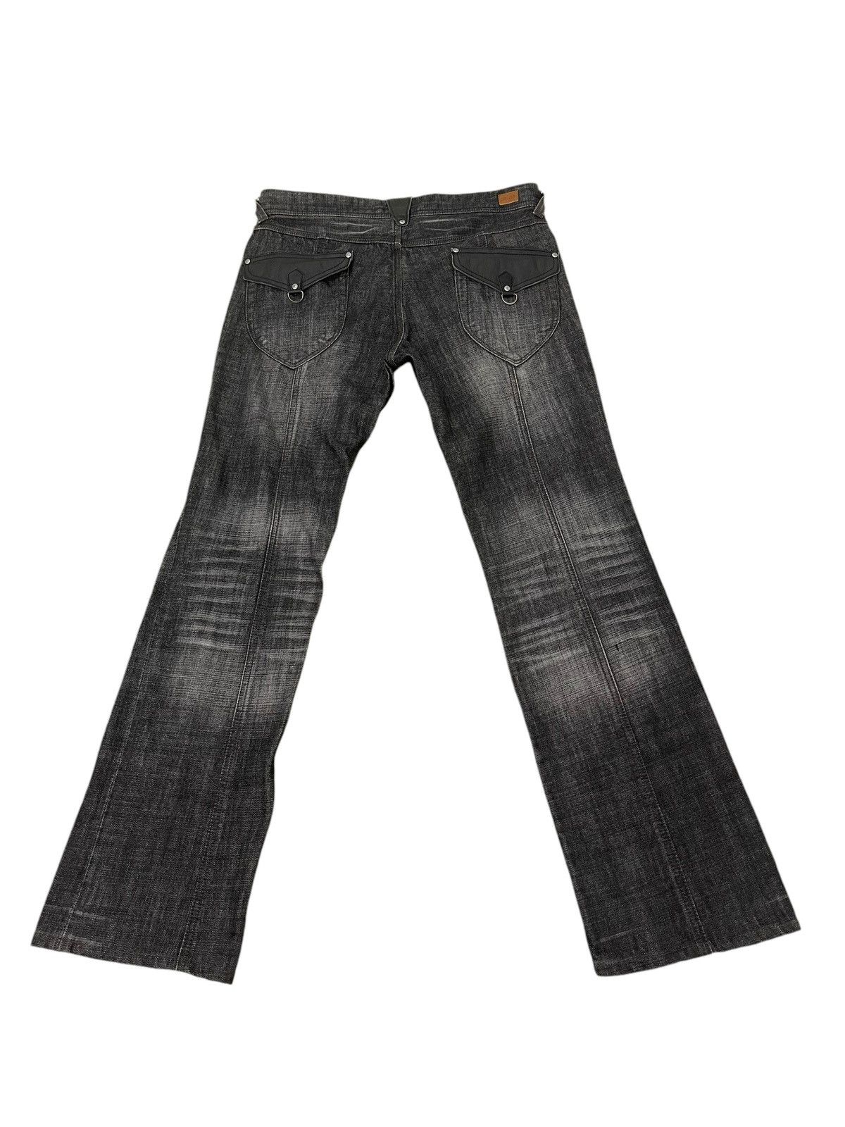 Japanese Brand Flare Jeans Nicole Club Faded Distress Boot Cut 8🟦8 Size US 33 - 10 Thumbnail