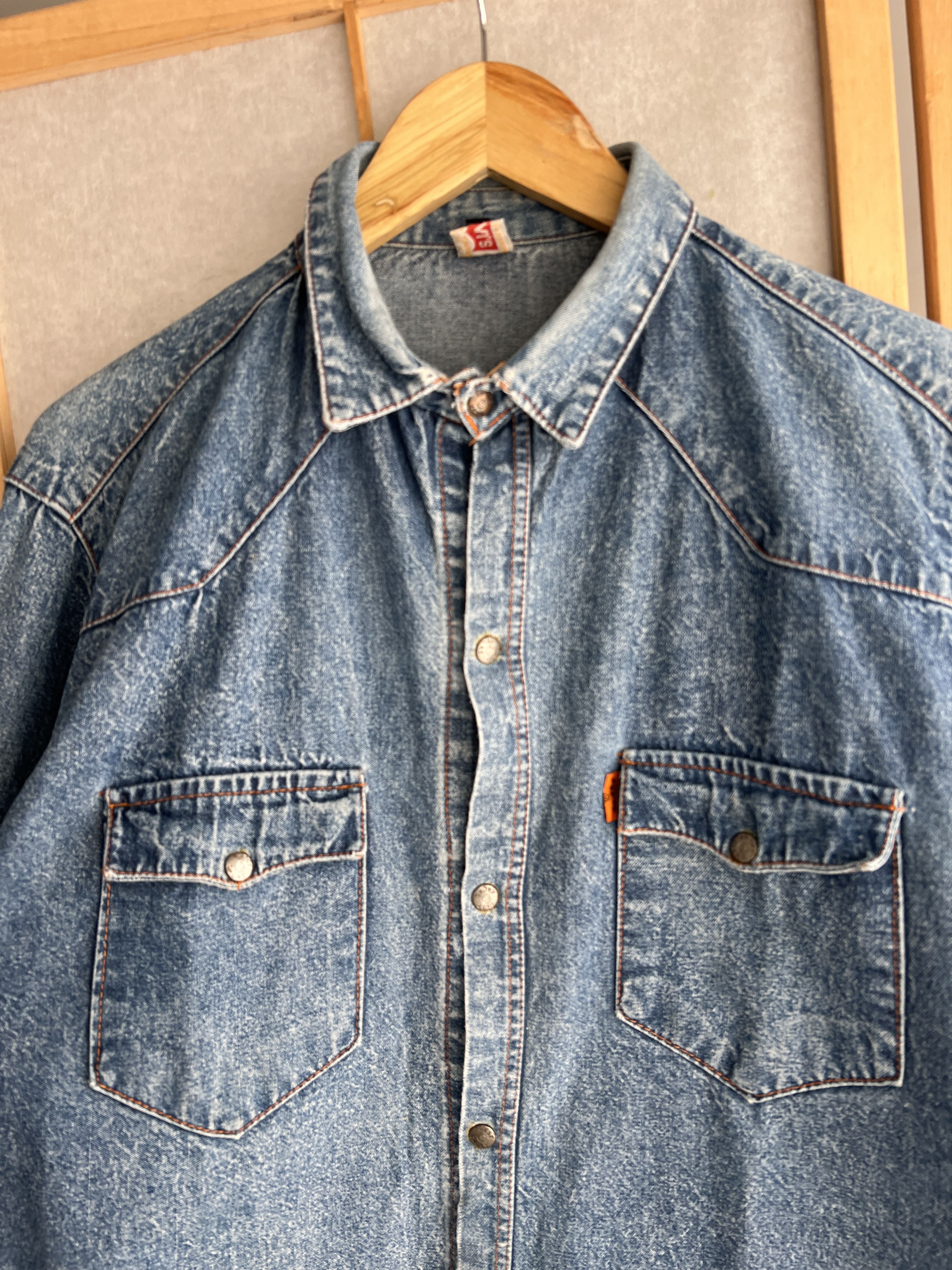 Levi's Vintage Clothing Archive 70s 80s Levis vintage orange tab western denim shirt Size US L / EU 52-54 / 3 - 8 Thumbnail