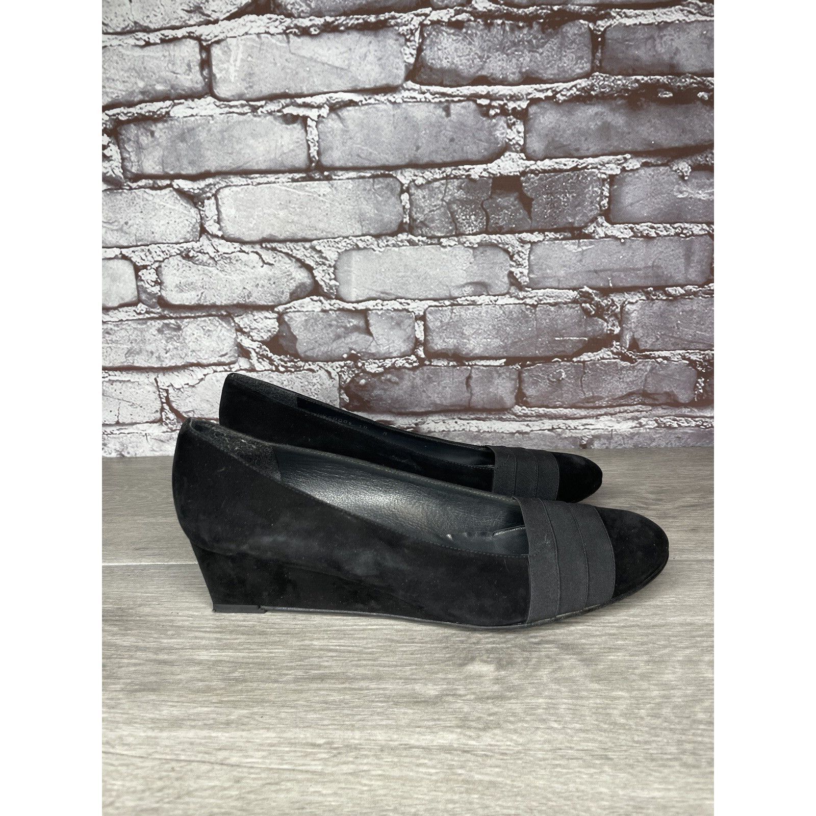 Stuart Weitzman Stuart Weitzman Black Suede Leather High Wedge Pumps Shoes W Size US 10 / IT 40 - 2 Thumbnail