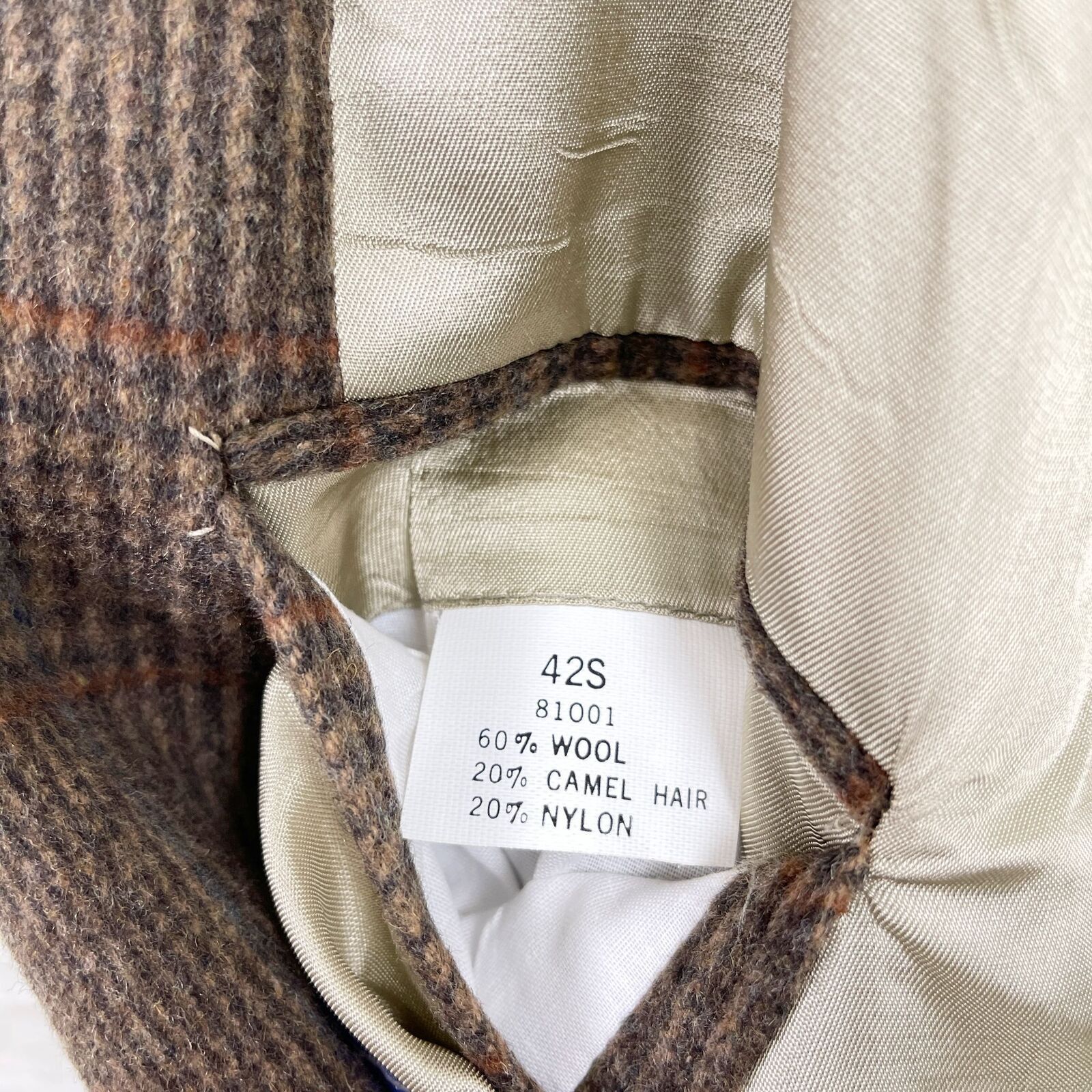 Savile Row Savile Row Wool Tweed Sport Coat Brown Glen Check Mens 42S Size 42S - 9 Thumbnail