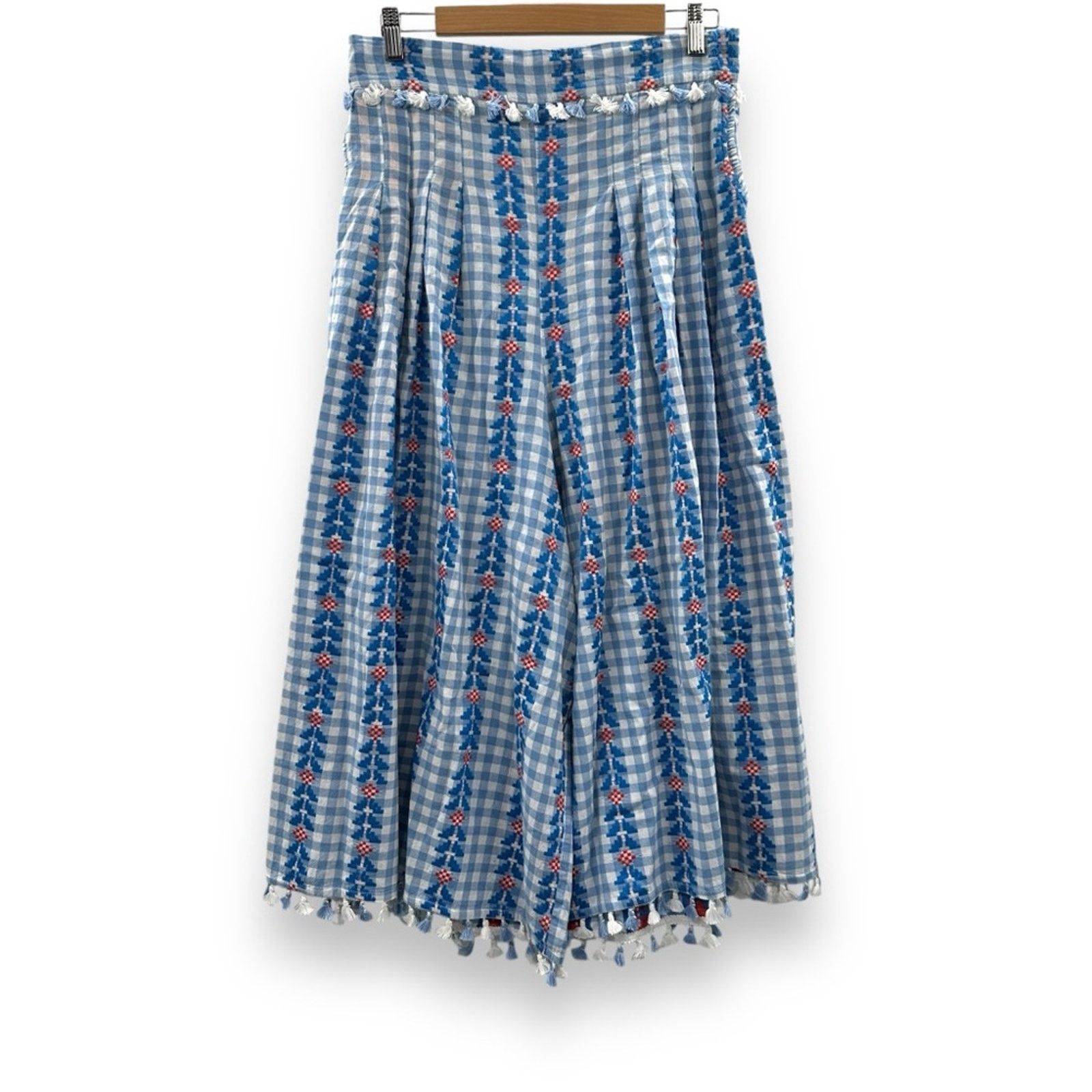 Dodo Bar Or DoDo Bar Or Fernanda Wide Leg Gingham Tassel High Rise Pants Size 31" - 1 Thumbnail