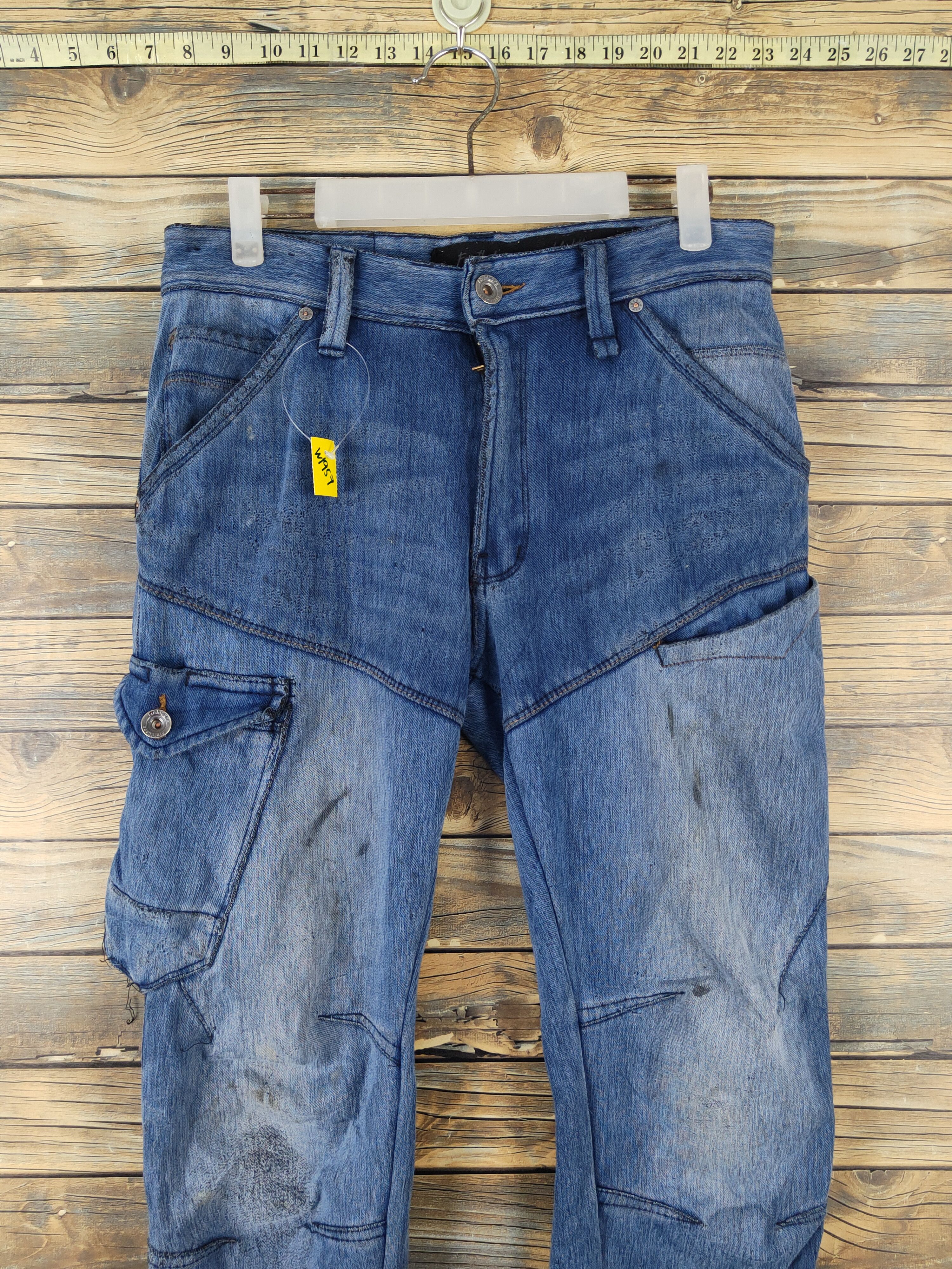 Japanese Brand FieldCore Dark Blue Distressed Ripped Jeans #W1957 Size US 31 - 2 Thumbnail