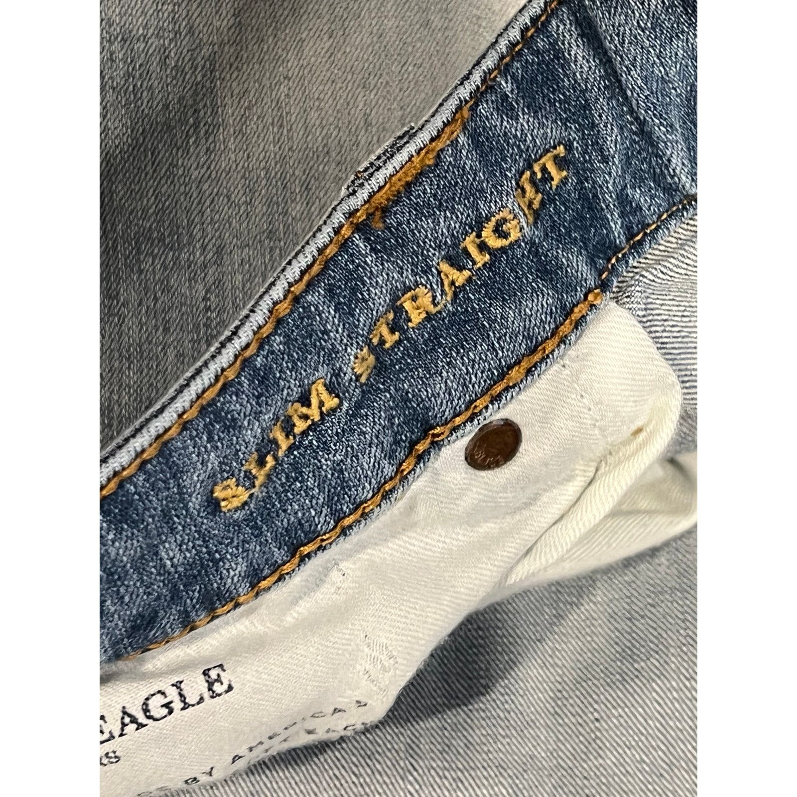American Eagle Outfitters American Eagle Blue Slim Straight Leg Jeans Men's 38x34 Size US 38 / EU 54 - 4 Thumbnail