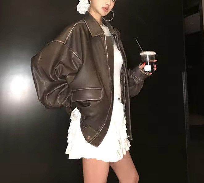 Vintage Distressed Y2k Vintage Retro Style Brown PU Leather Jacket Size M / US 6-8 / IT 42-44 - 3 Thumbnail