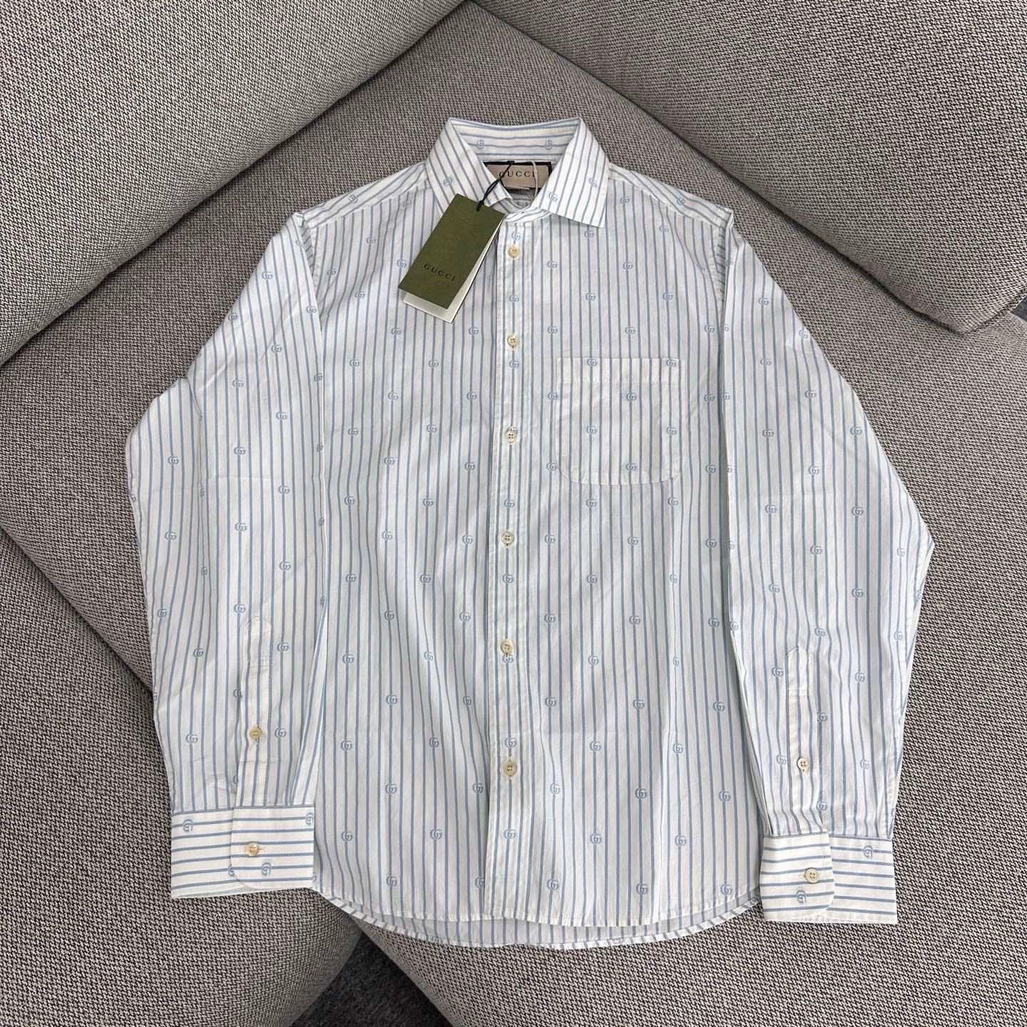 Gucci Gucci White Logo Stripe Long Sleeve Shirt Size US S / EU 44-46 / 1 - 1 Thumbnail
