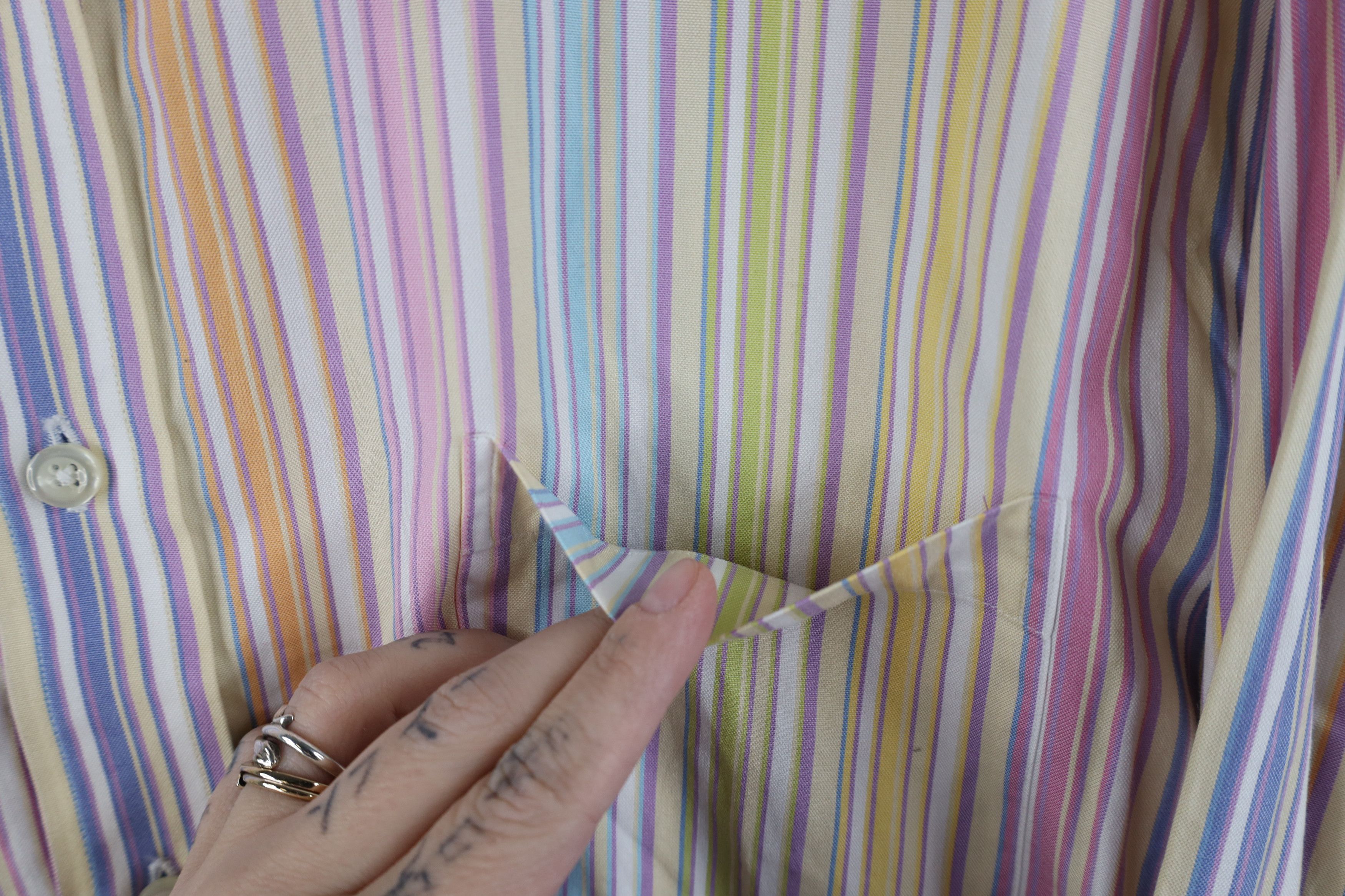 Lands' End Vintage Lands End Striped Pinpoint Oxford Button Down Shirt Size US L / EU 52-54 / 3 - 5 Thumbnail