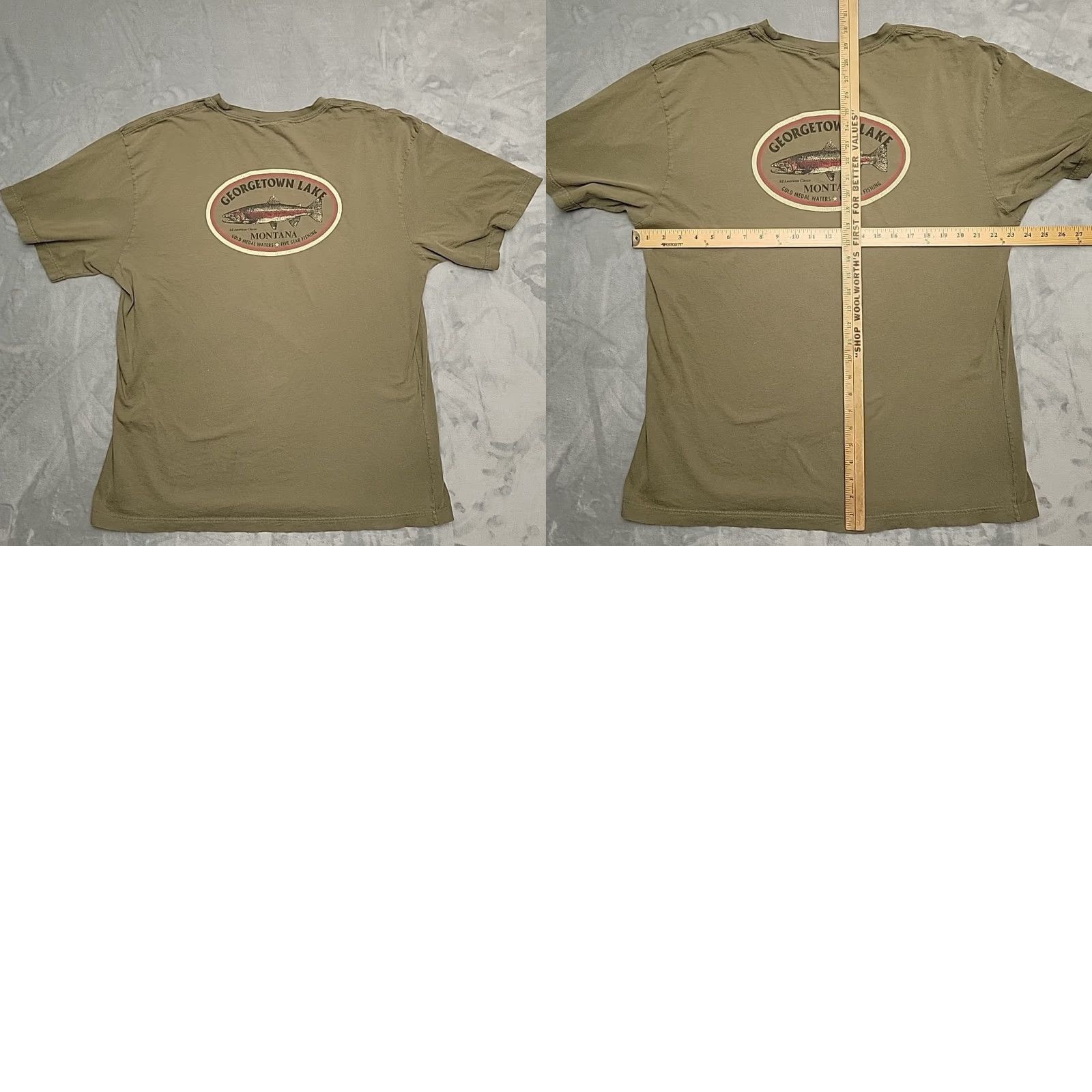 Vintage VINTAGE Ouray Montana Nature Shirt Mens L Olive Georgetown Lake Rainbow Trout Fishing TEE Size US L / EU 52-54 / 3 - 8 Thumbnail
