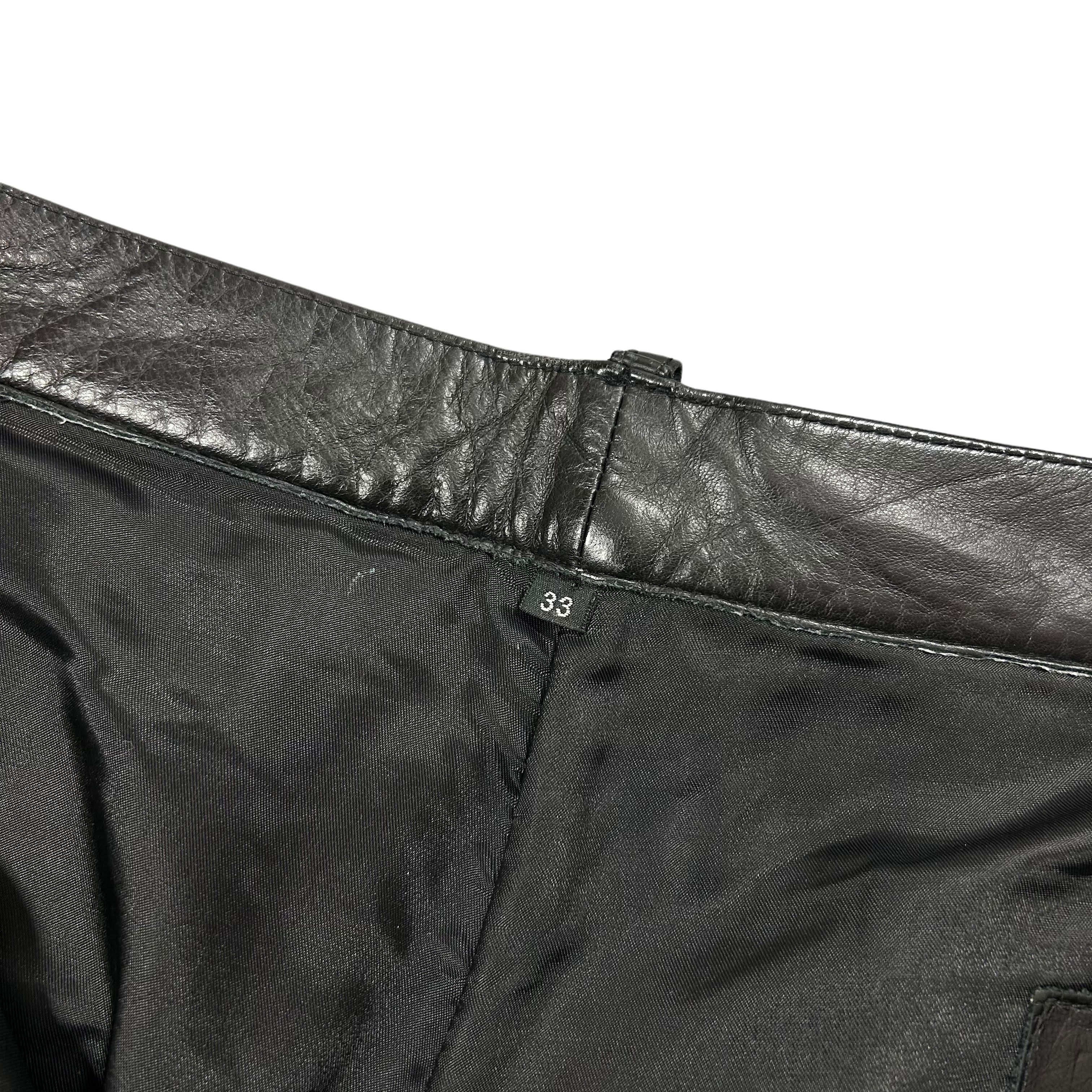 Genuine Leather × Vintage Vintage Black Geniune Leather Regular Straight Pants 33 Size US 32 / EU 48 - 8 Thumbnail