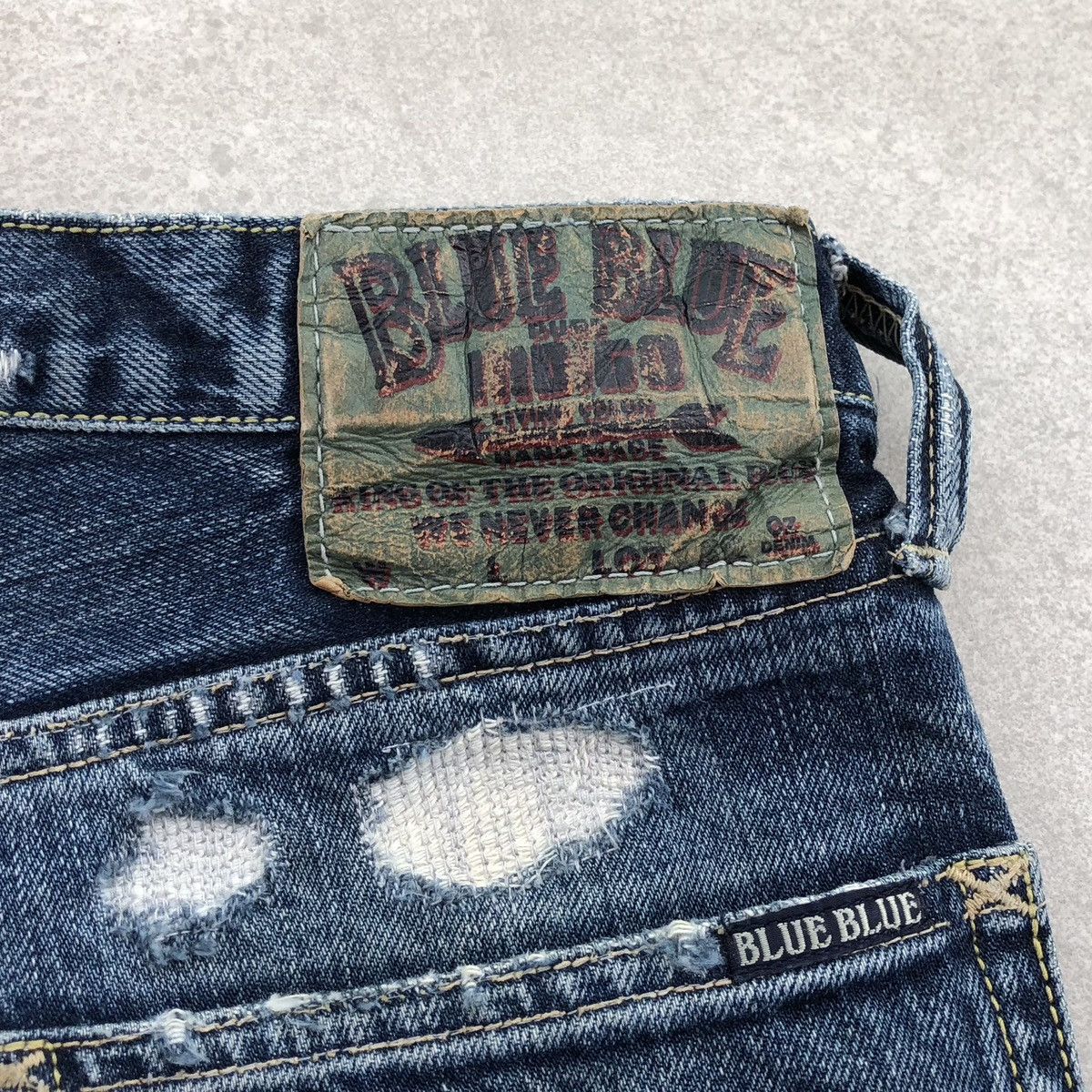 Blue Blue Japan Vintage blue blue japan denim Distressed Jeans Size US 33 - 17 Thumbnail