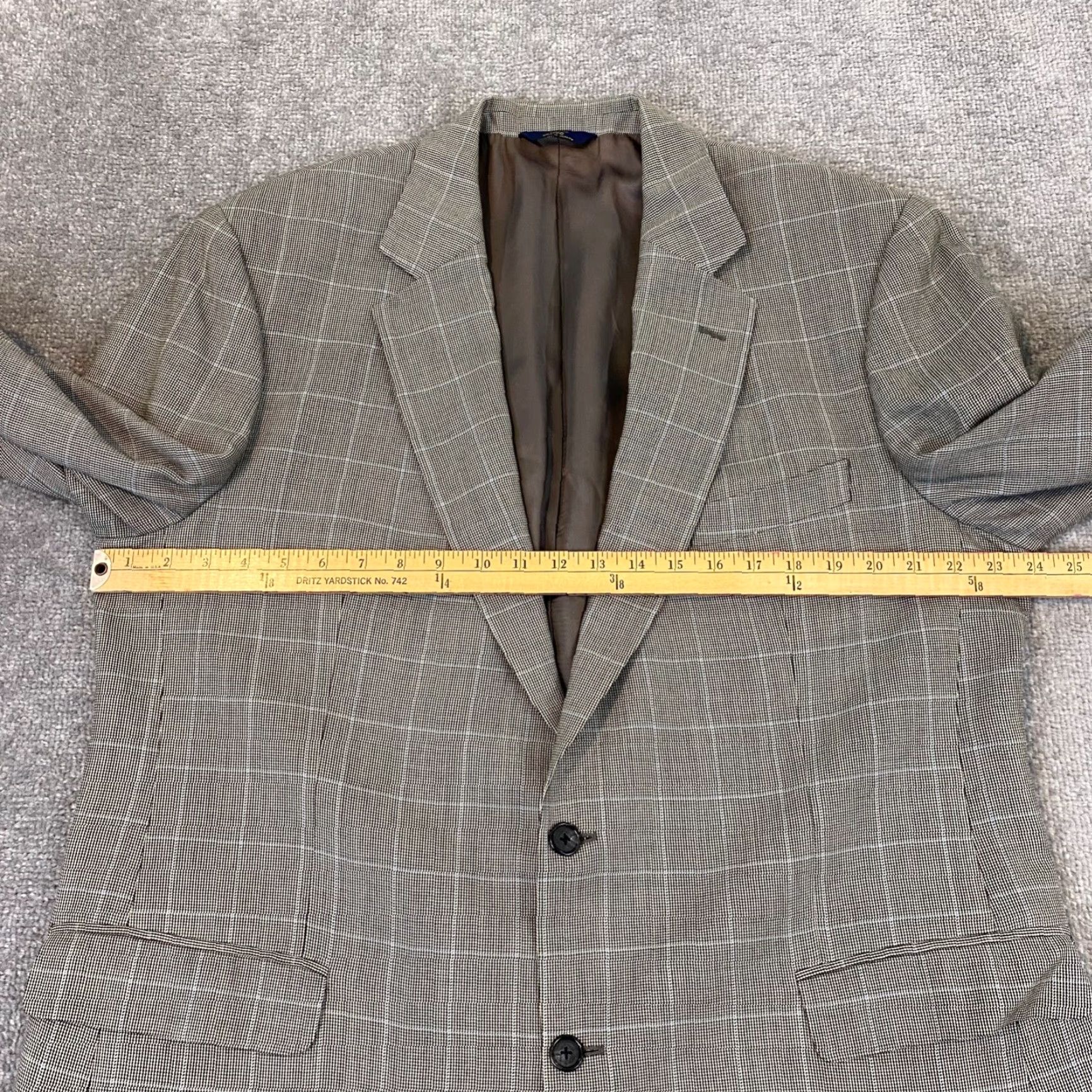 Brooks Brothers BROOKS BROTHERS Blazer Mens 46 Long Silk Wool Nailhead Check Jacket Single-Breasted 2-Button Size 46R - 5 Thumbnail