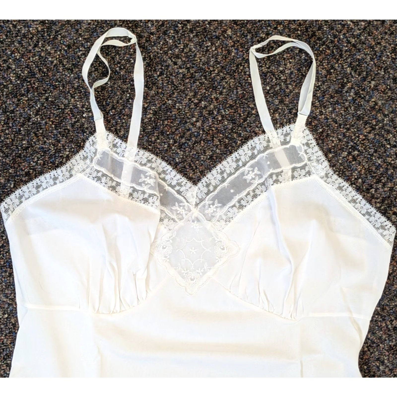 Vintage VINTAGE Lorraine Lingerie Short 34 White Lace Slip Dress Size 24" / US 00 / IT 34 - 2 Thumbnail