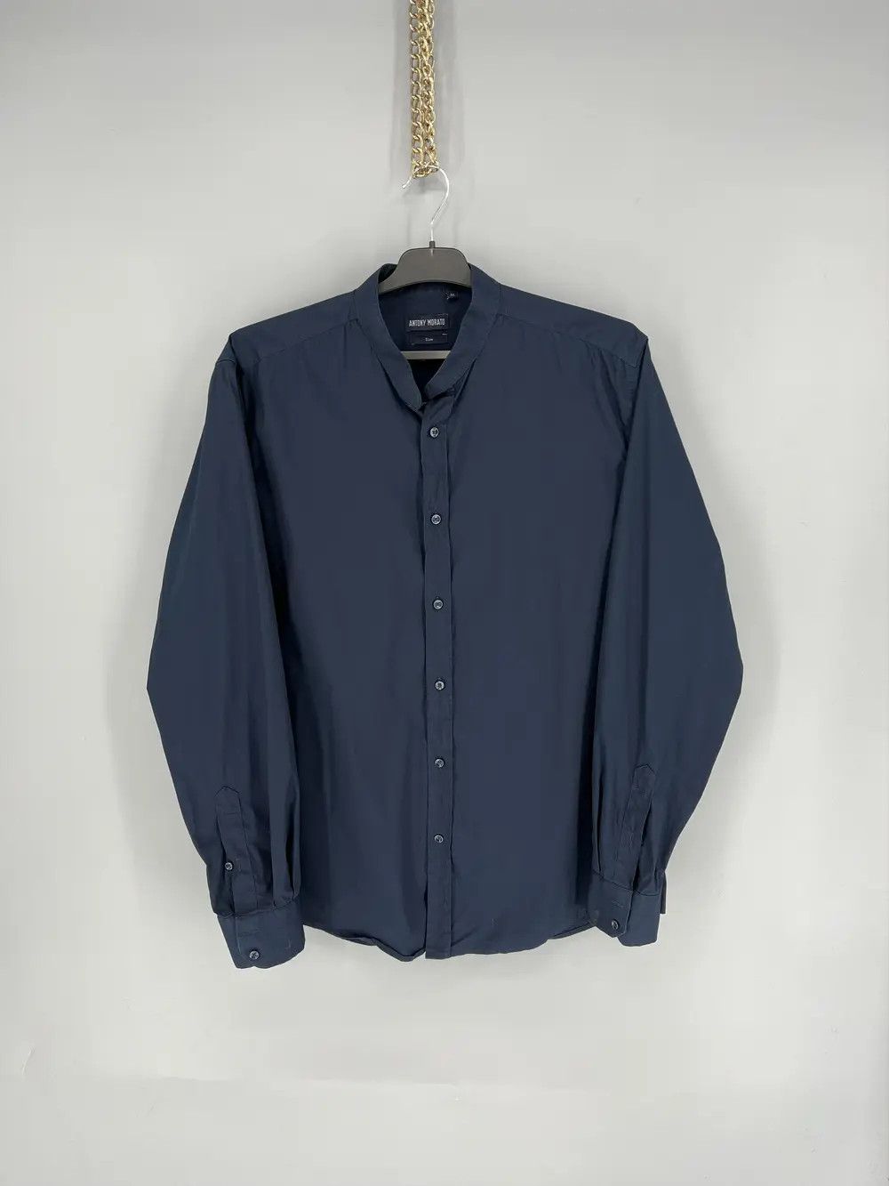 Antony Morato MENS ANTONY MORATO Slim Navy Black Button Casual Dress Shirt Size US M / EU 48-50 / 2 - 1 Thumbnail