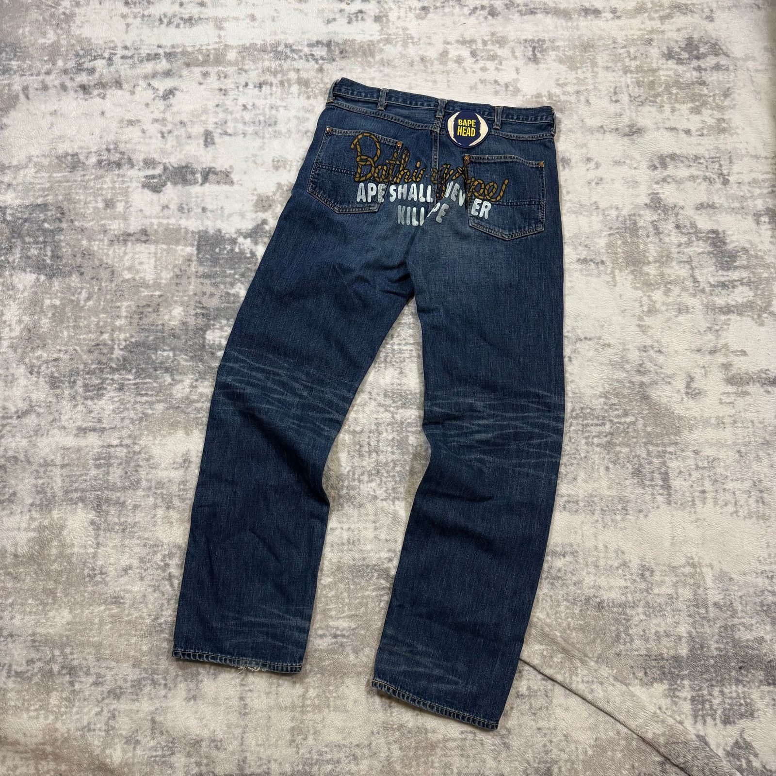 Bape × Nigo Authentic Bape 2000’s Champion Logo Jeans 34 Size US 34 / EU 50 - 1 Thumbnail