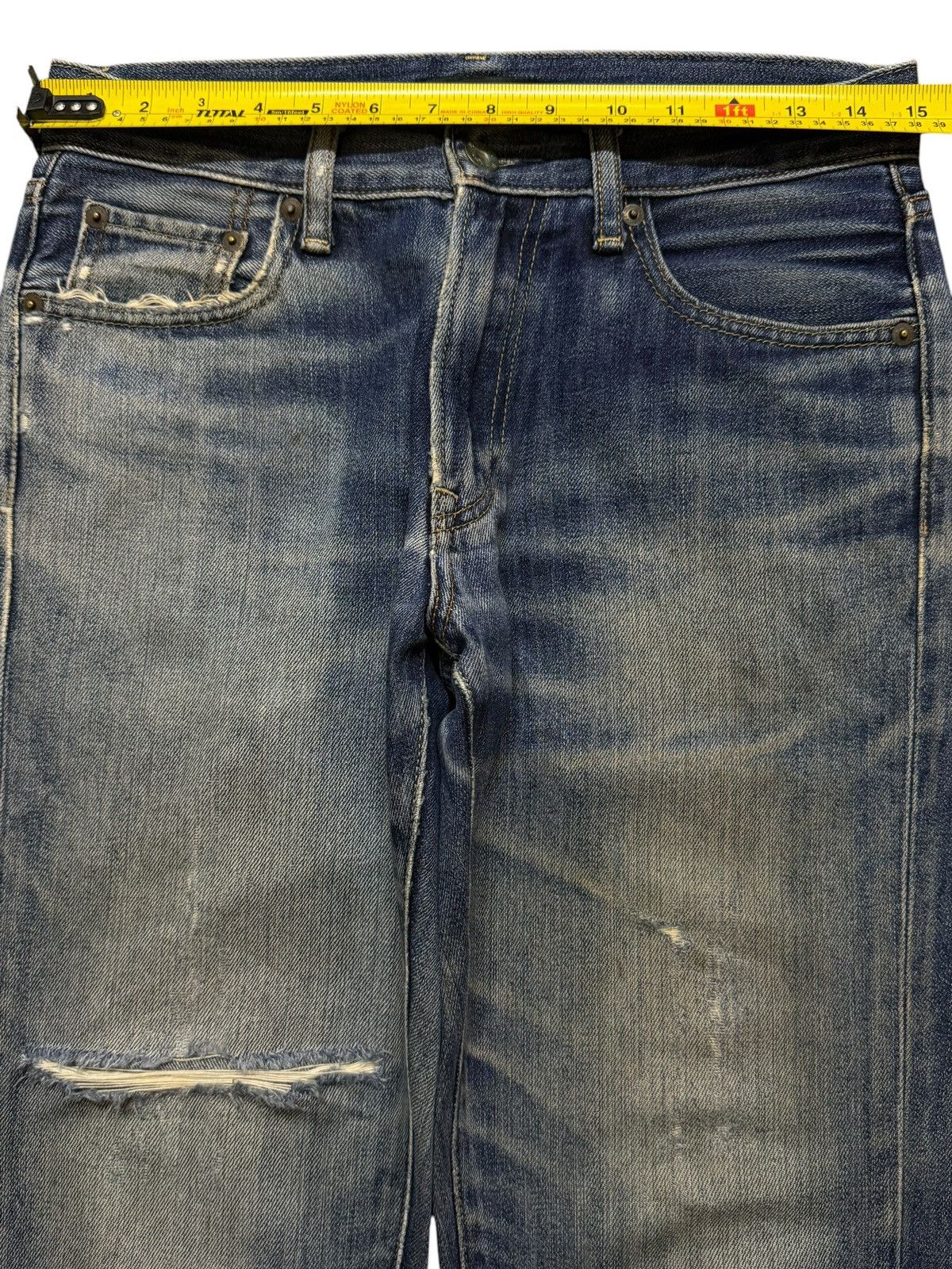 Uniqlo Vintage Y2K Japanese Uniqlo Blue Mud Wash Distressed Jeans Size US 29 - 8 Thumbnail