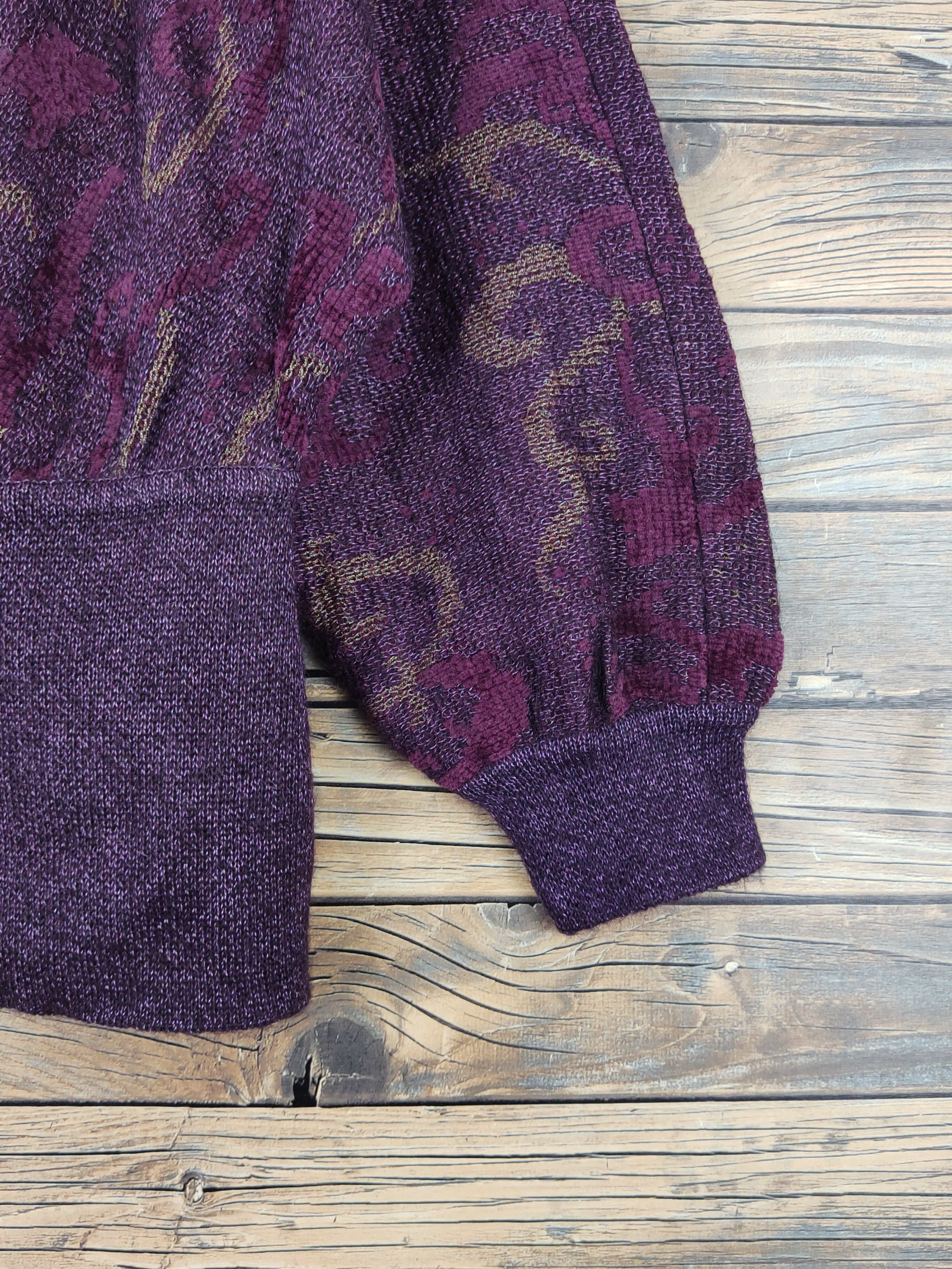 Homespun Knitwear Blance Dark Purple Knitwear Blouses cardigan vintage #W2028 Size M / US 6-8 / IT 42-44 - 6 Thumbnail
