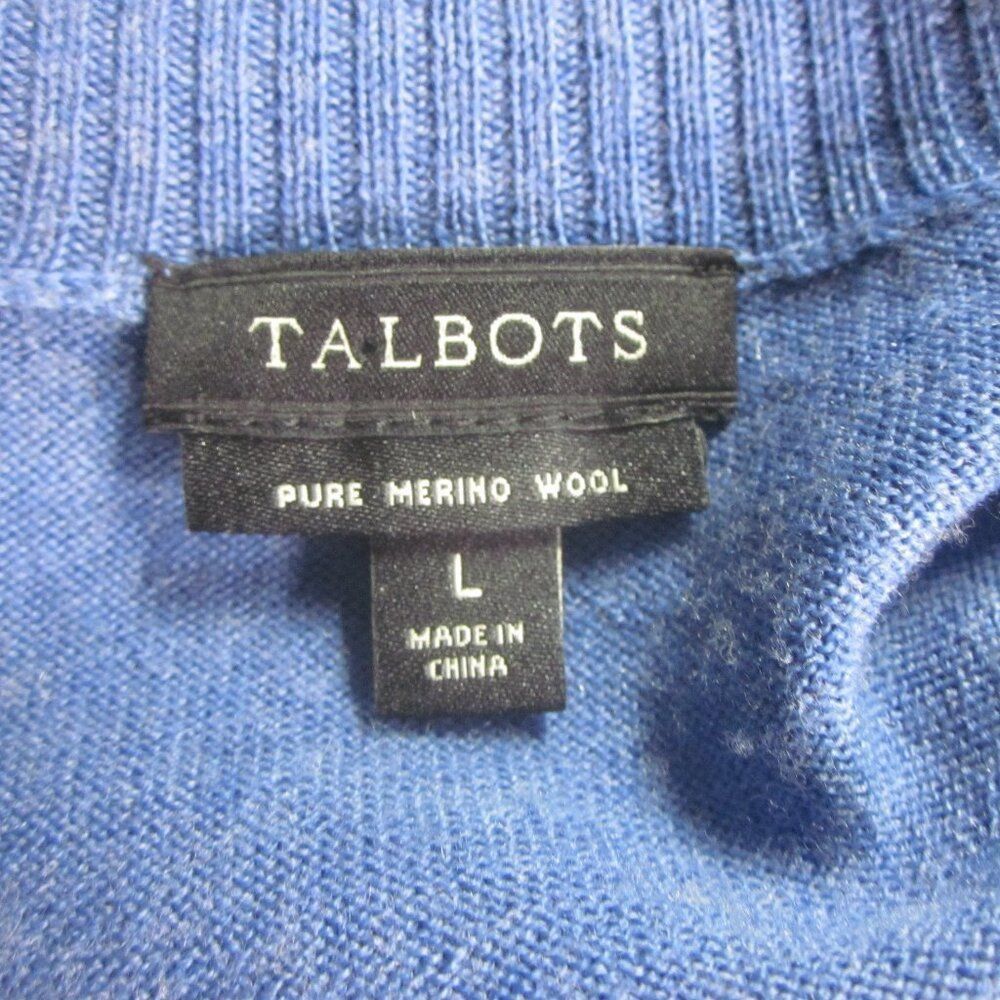 Robert Talbott Talbots Womens Size L Bright Blue Lightweight Merino Wool Open Front Cardigan Size L / US 10 / IT 46 - 3 Thumbnail