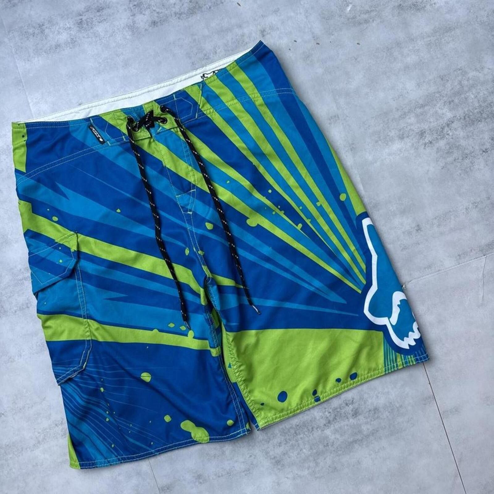 Fox Racing Y2K Fox Racing blue & green surf board 00s shorts Size US 33 - 4 Thumbnail