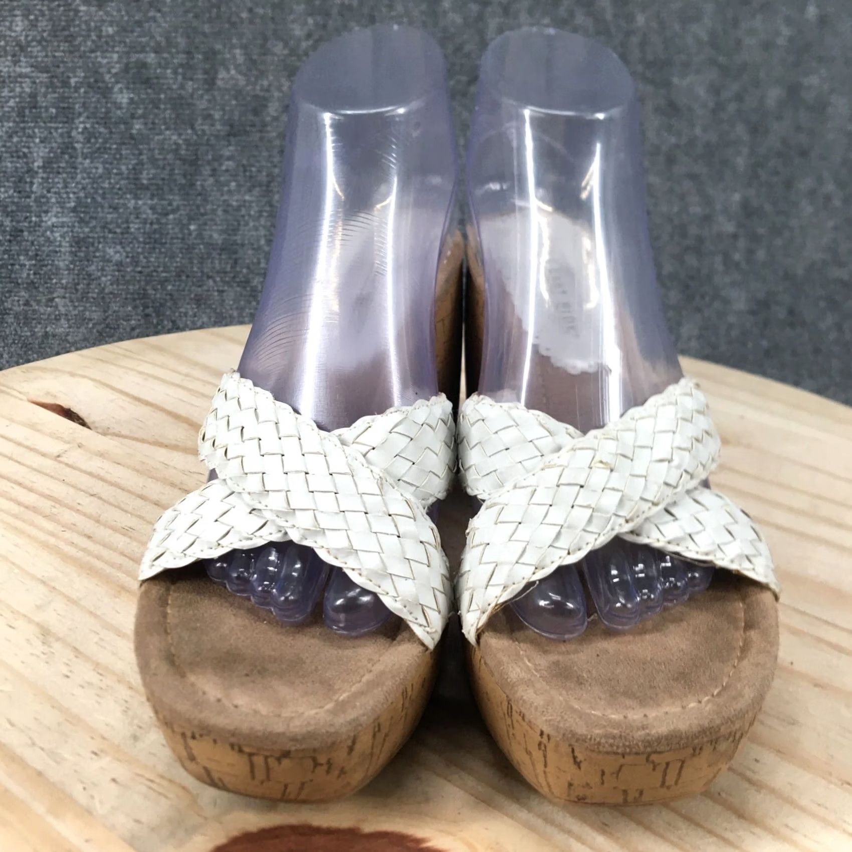 Vintage Lower East Side EAST Sandals Womens 9 Slide White Braided Slip On Casual Wedge Heels Size US 9 / IT 39 - 7 Thumbnail