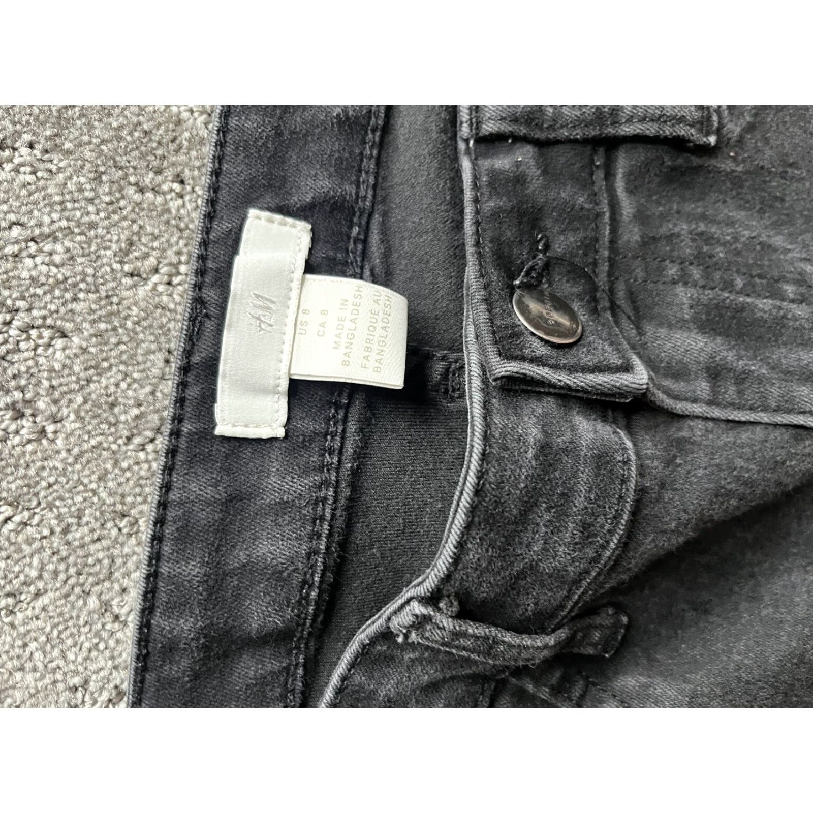 Denime H&M Skinny Jeans Women's 8 Black Distressed Cotton Blend Size 30" / US 8 / IT 44 - 5 Thumbnail