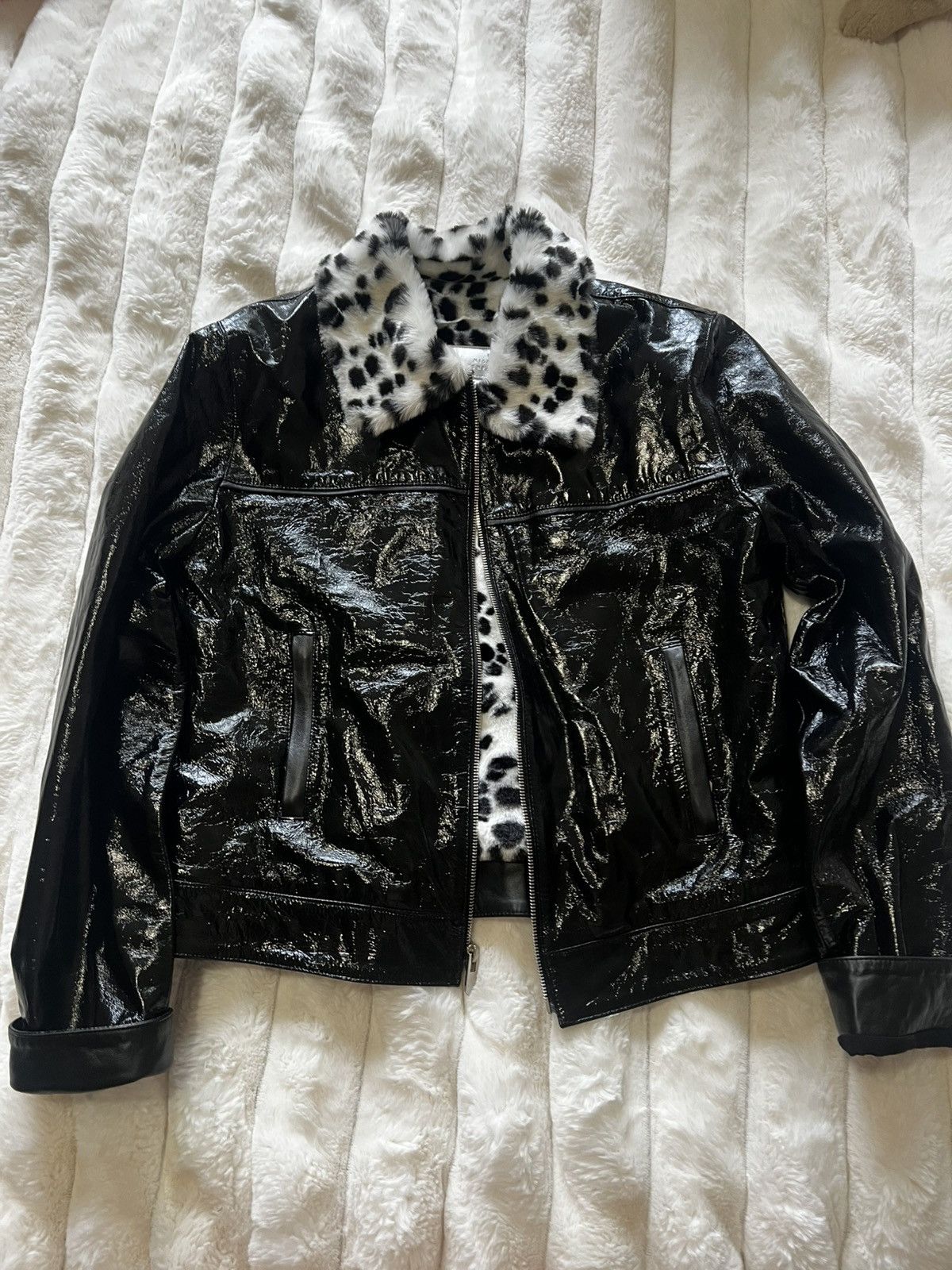 Other Black leather fur trim coat Size M / US 6-8 / IT 42-44 - 6 Thumbnail