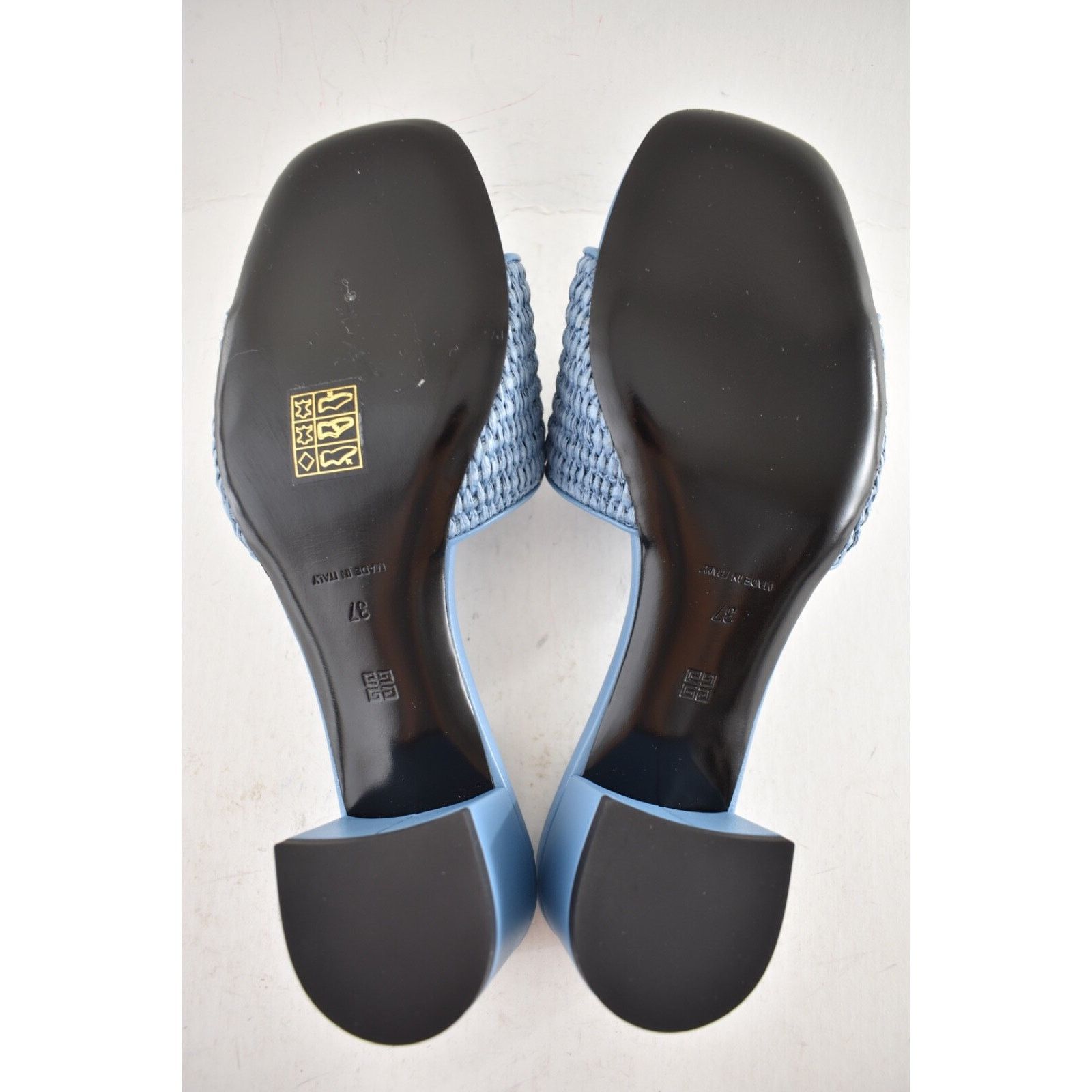 Givenchy 4G Denim Raffia Leather Slide On Mule Block Heel Sandal 37 Size US 7 / IT 37 - 15 Thumbnail