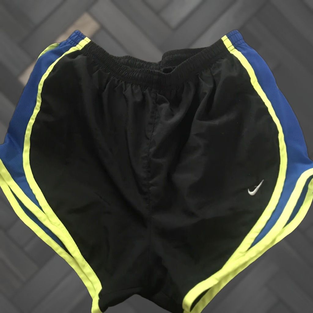 Nike Nike DRI FIT Lined Running Athletic Shorts Womens Size S Black Neon Blue Size 28" / US 6 / IT 42 - 1 Thumbnail