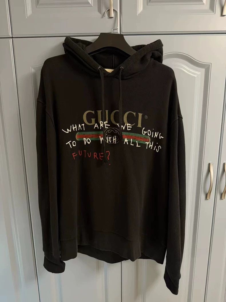 Gucci Gucci Black graffiti logo sweatshirt Size US XL / EU 56 / 4 - 1 Thumbnail