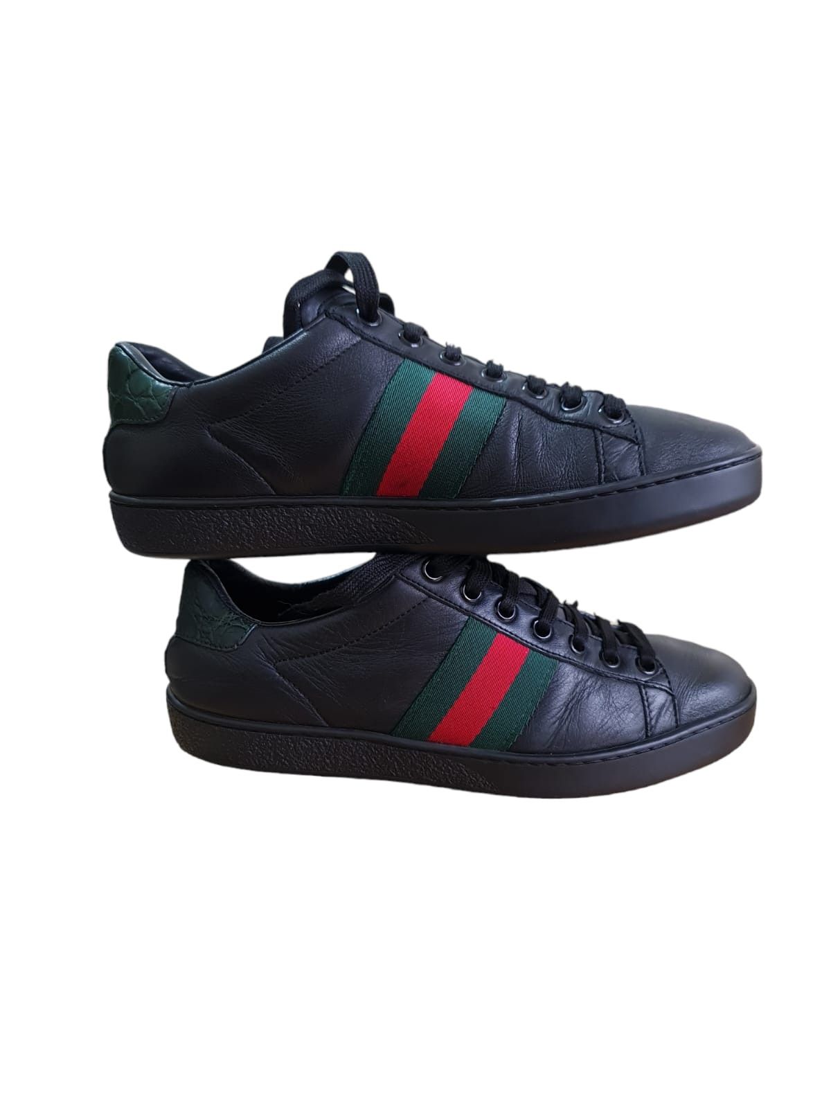 Gucci GUCCI ACE BLACK Unisex LEATHER SHOES TRAINERS SNEAKER Size US 5 / IT 35 - 2 Thumbnail