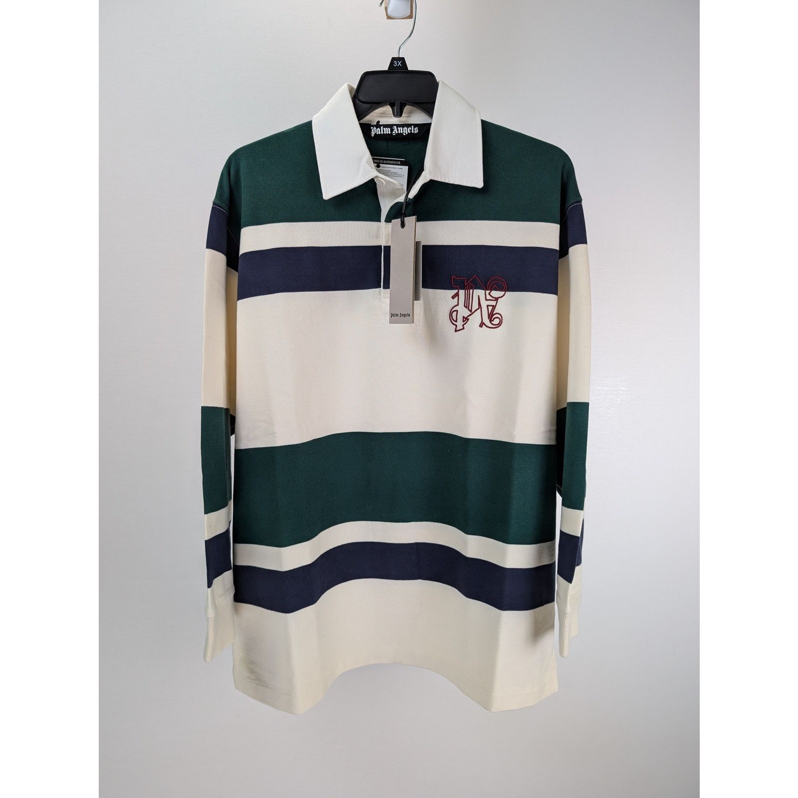Palm Angels o1rshd1 PA Monogram Rugby Polo in Butter/Red Size US M / EU 48-50 / 2 - 1 Thumbnail