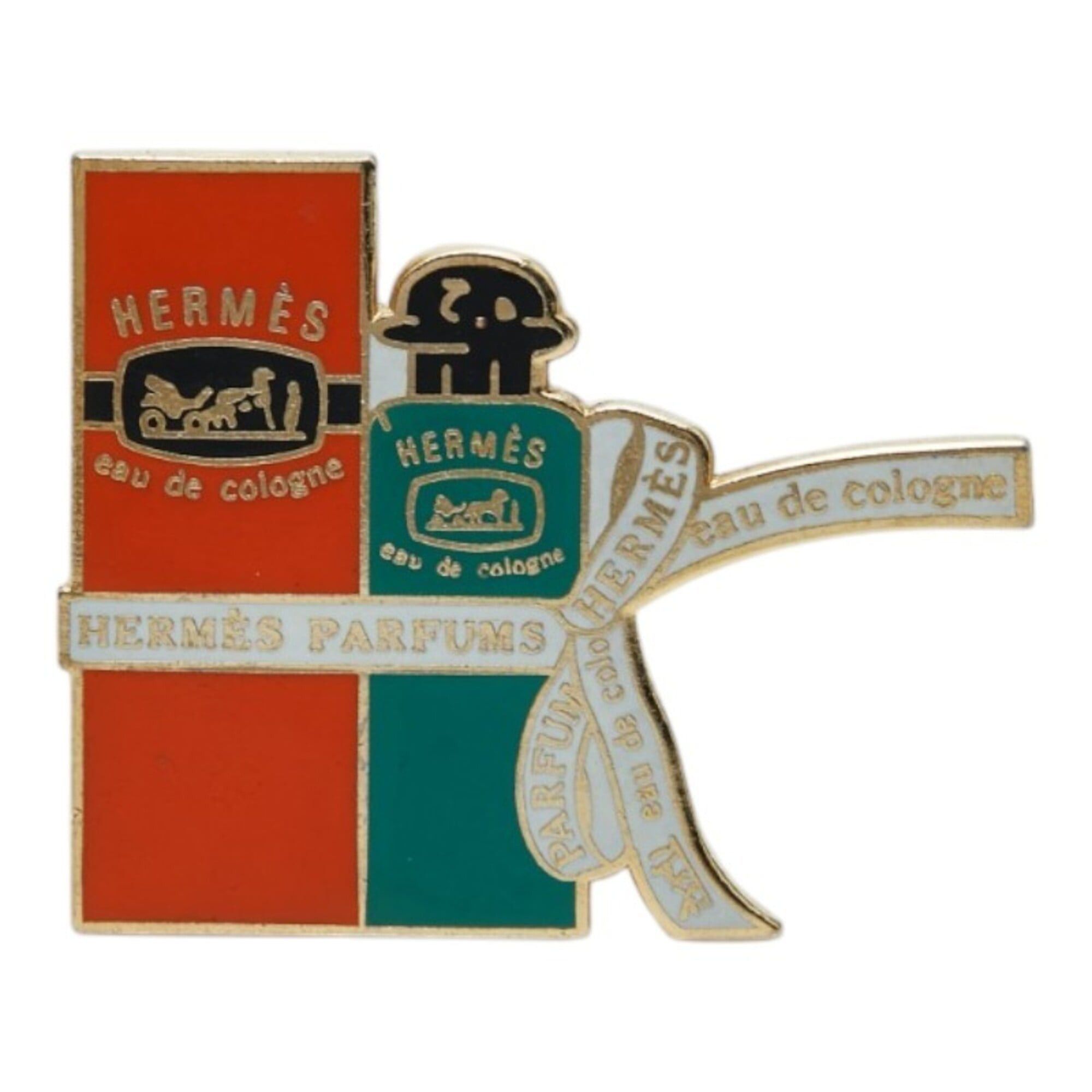 Hermes Hermes Ribbon Eau de Cologne Perfume French Pins Pin Brooch Orange Green Plated Enamel Women's HERMES Size ONE SIZE - 1 Thumbnail