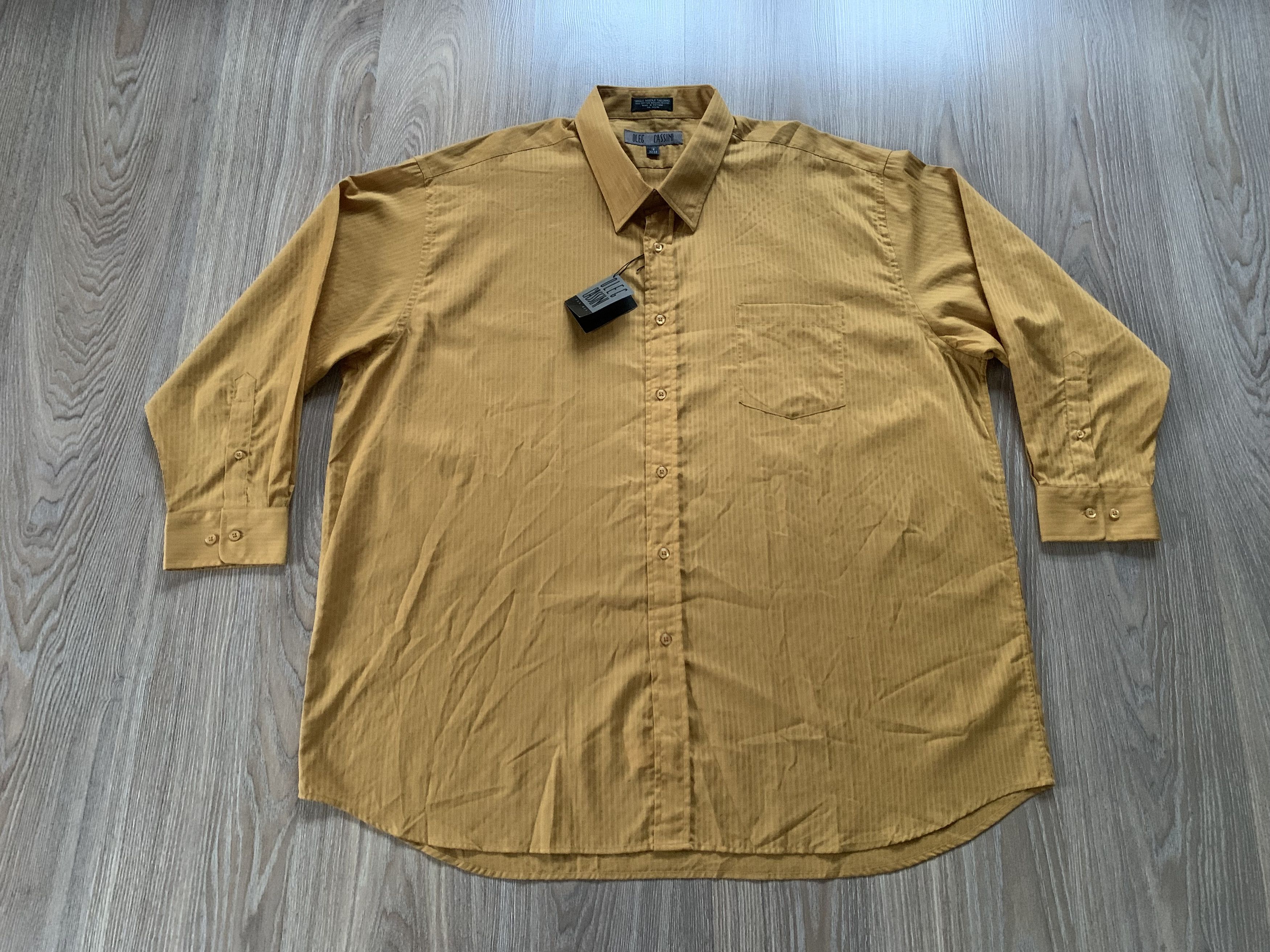 Oleg Cassini Oleg Cassini Mustard Textured Dress Shirt Size US XXL / EU 58 / 5 - 2 Thumbnail