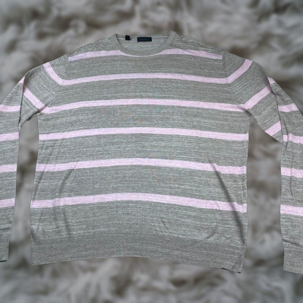 Saks Fifth Avenue Saks Fifth Avenue Men’s Pullover Sweater Beige Pink Stripe Cotton/Viscose 2XL Italy Crew Neck Long Sleeve Knitted Size US XXL / EU 58 / 5 - 1 Thumbnail